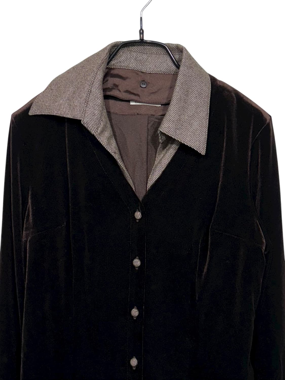 LA.SUMER mixed fabric velvet shirt  상품이미지2