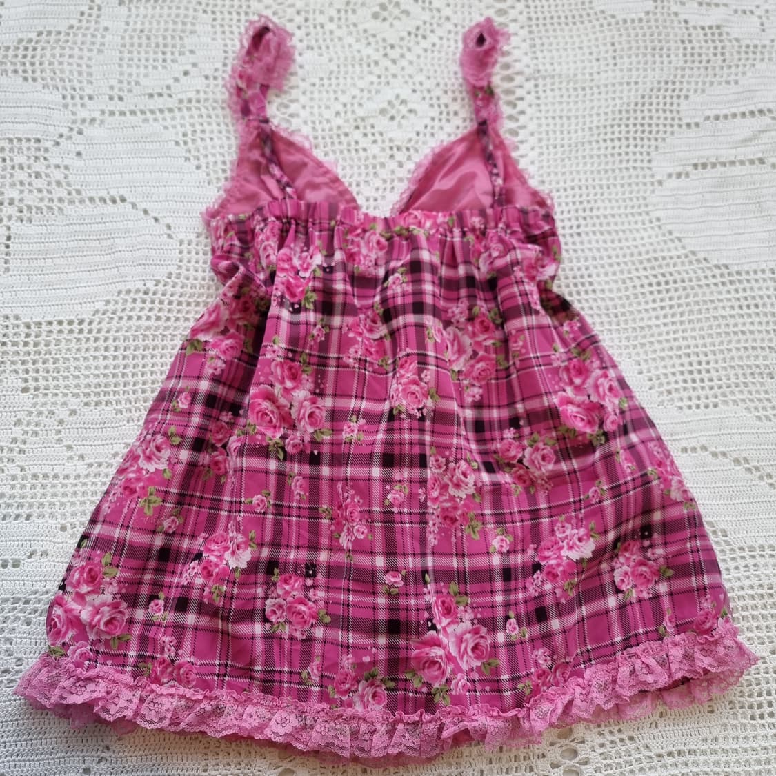 Sugar Gloss 핑크 로즈 체크 캐미솔 원피스 (MARS ) 상품이미지8