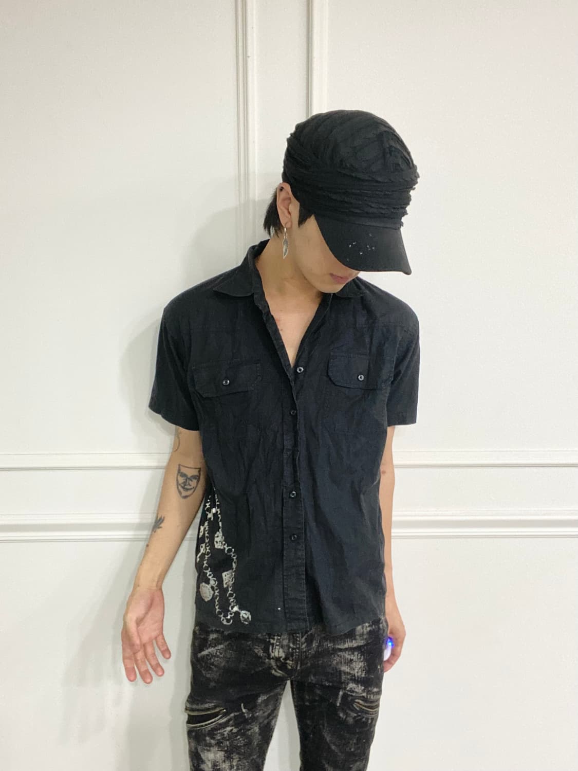 [Work Zapatear]Chain&Key Print Y2K Blac 상품이미지7