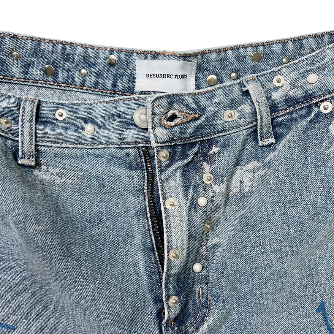 RESURRECITON 13 레저렉션13 더블니 데님팬츠 (M) 상품이미지9