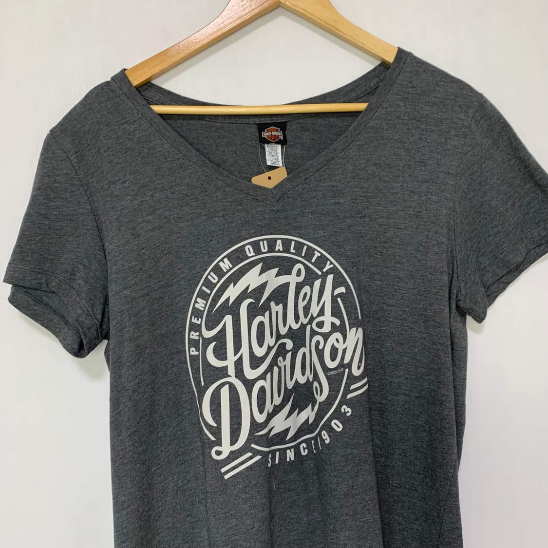 할리 데이비슨 빈티지 프린팅 브이넥 티셔츠 차콜 XL 상품이미지2