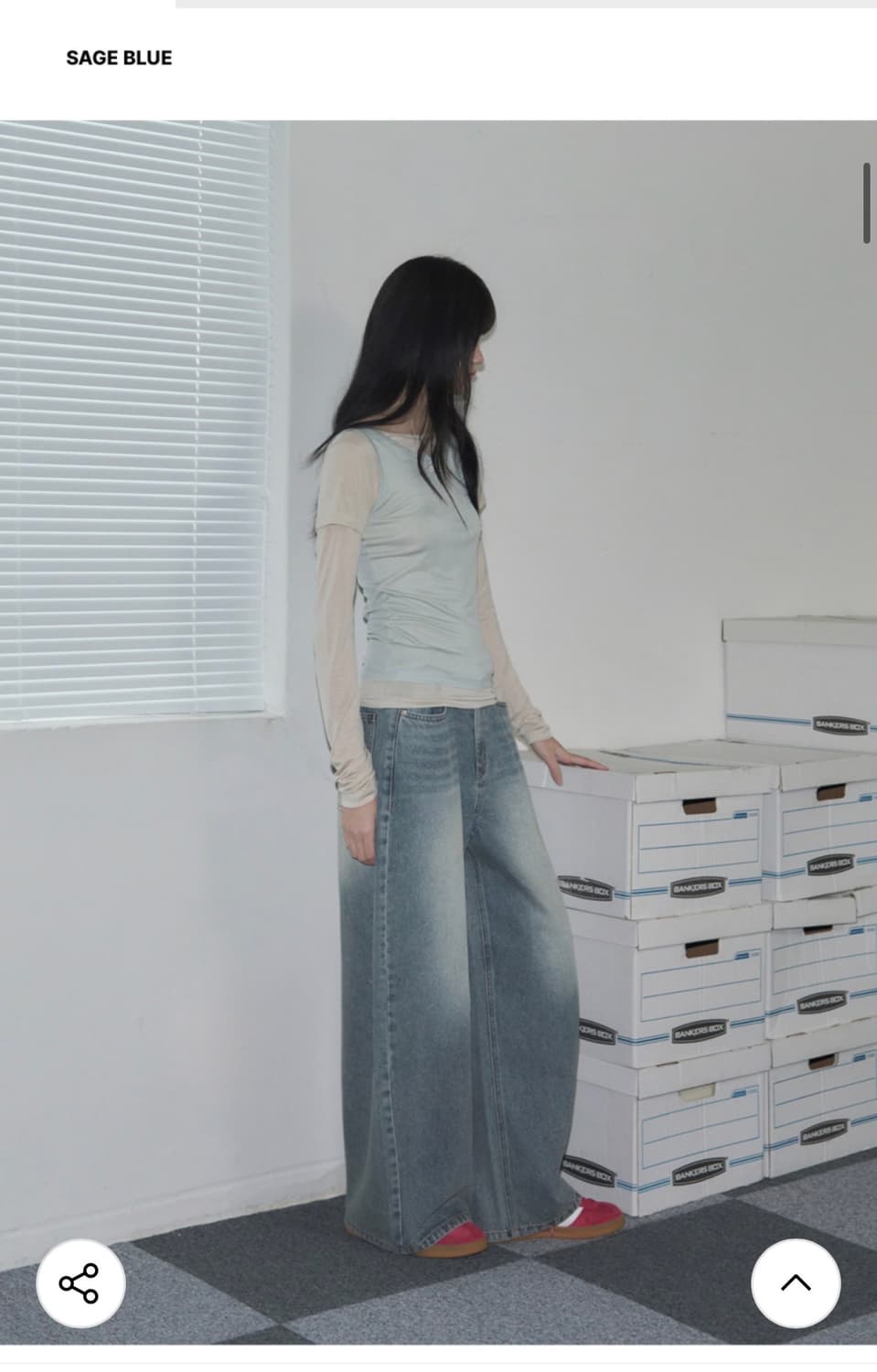 (F) 레더리 투톤 슬리브리스 레이어드 롱슬리브 [SAGE BLUE] 상품이미지5