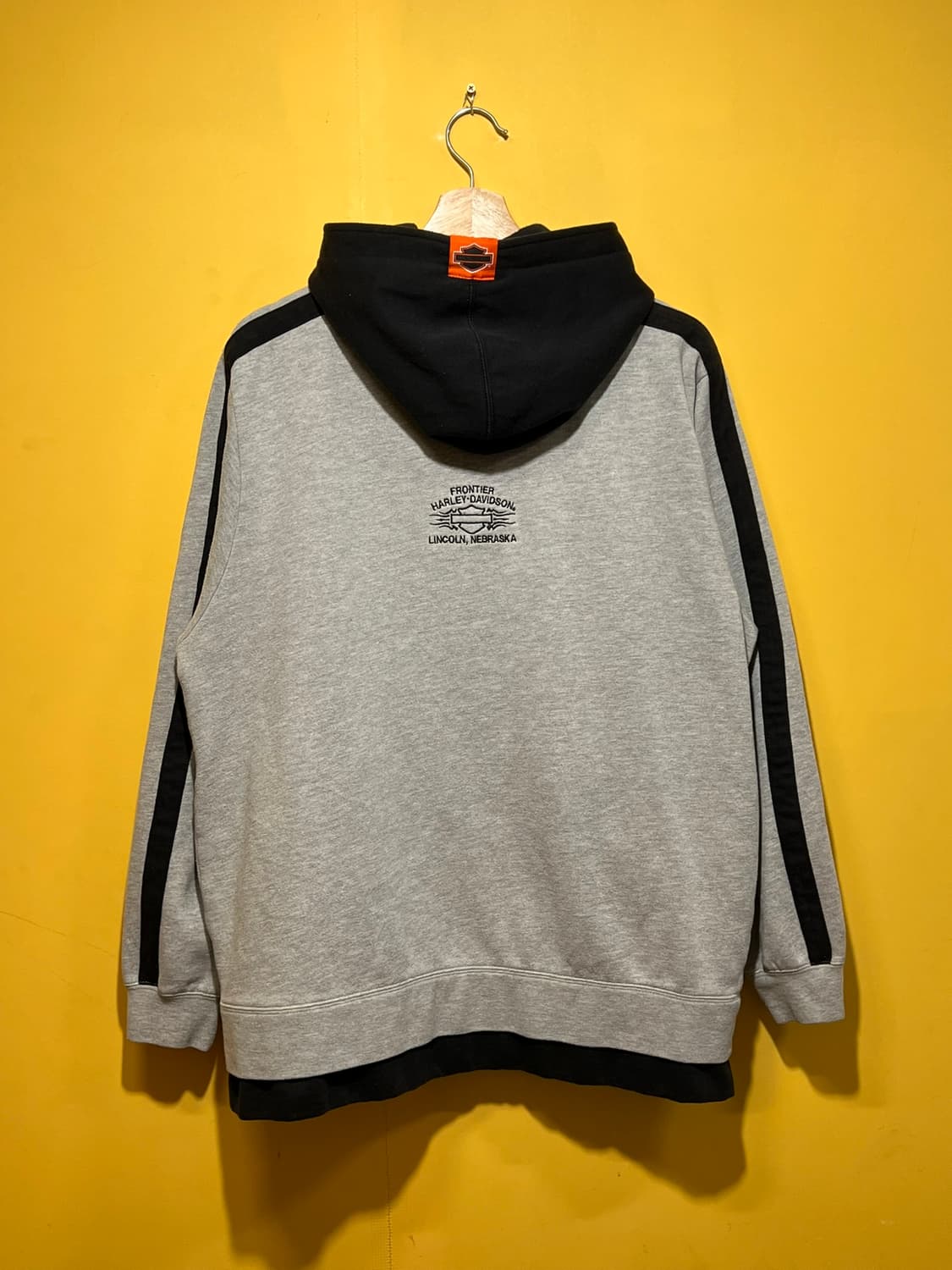 10s [L] 할리데이비슨 후디 레이어드 배색 집업 후드티 상품이미지8