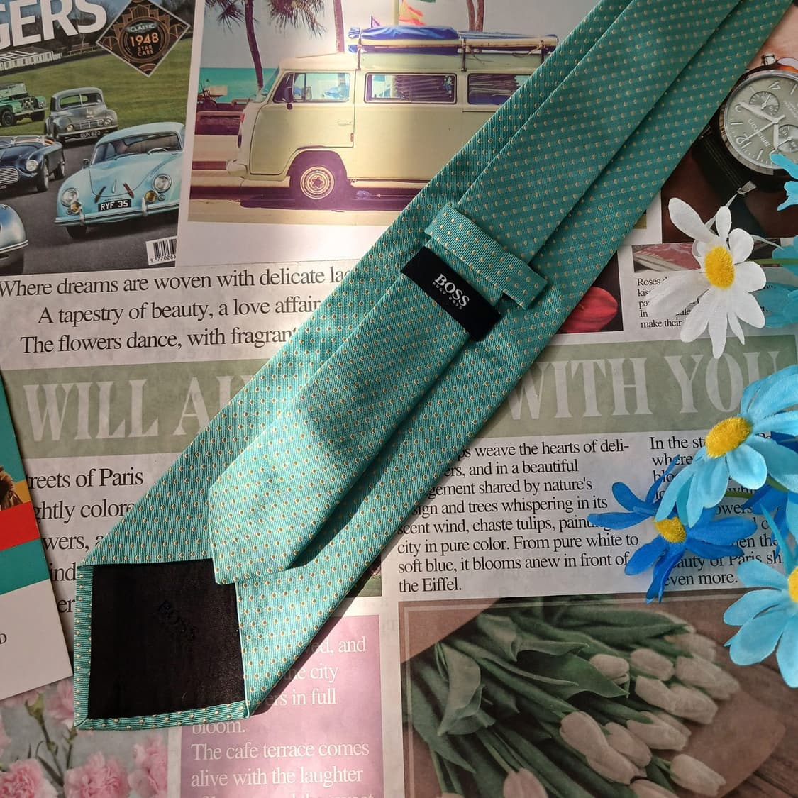 휴고보스 실크 민트 도트 넥타이 8.8cm A등급 A19243
 상품이미지4