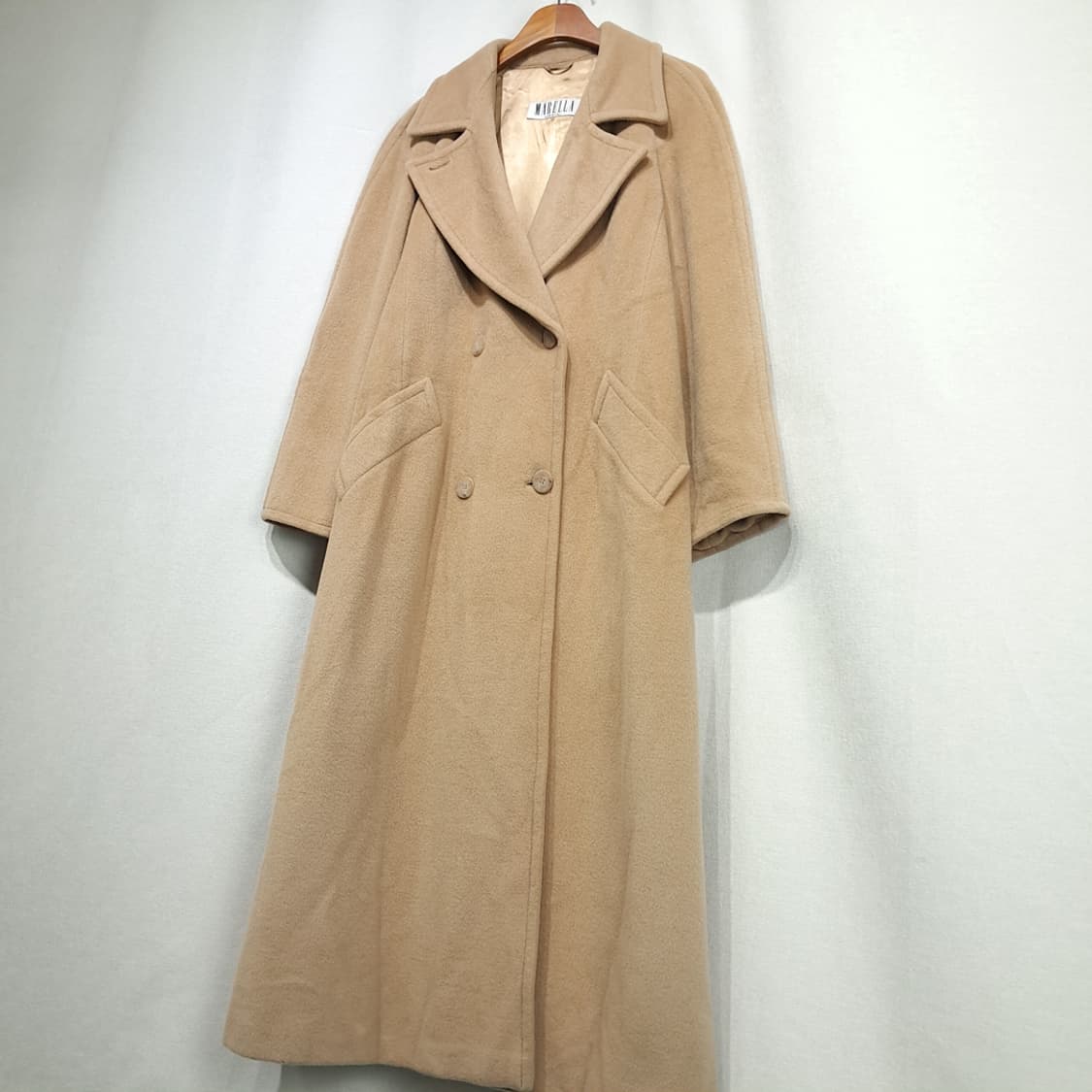 CL284 XL 마렐라 90s 이태리판 울캐시미어 더블 카멜 롱코트 상품이미지10