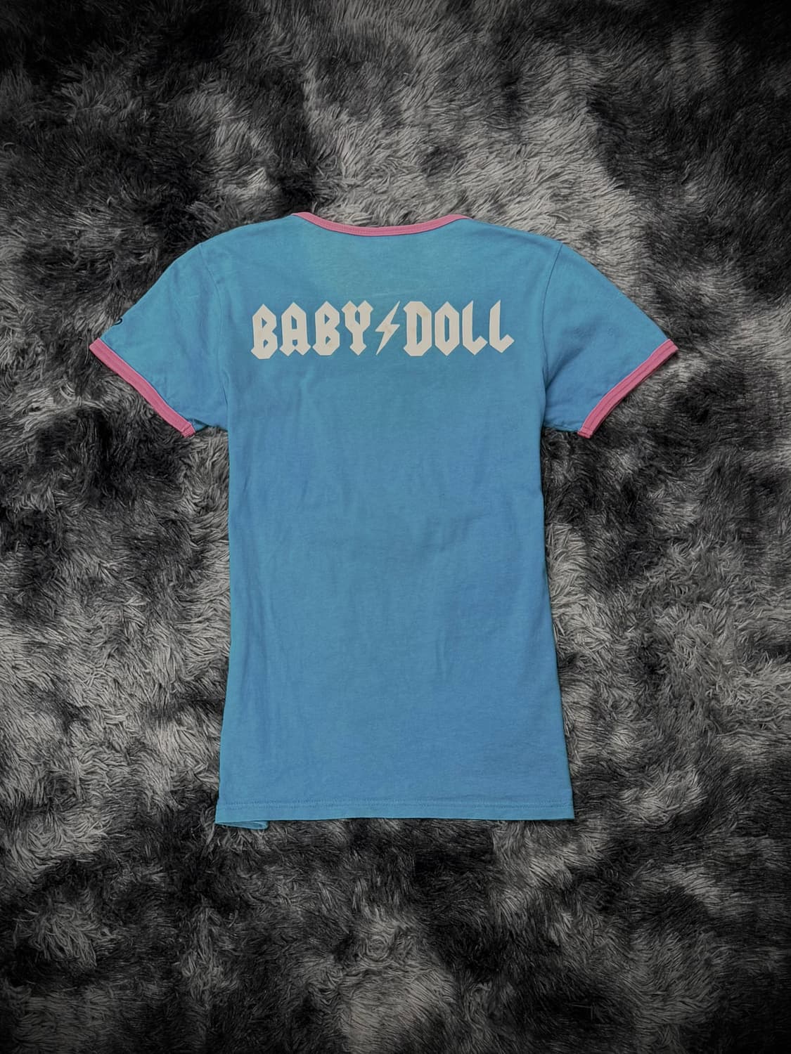 BABY DOLL 스컬 프린팅 블루 반팔 링거 티셔츠 상품이미지2