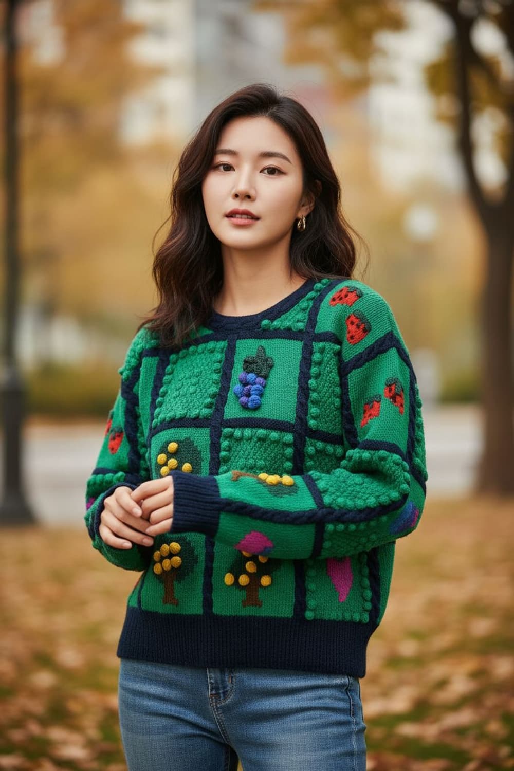 빈티지 핸드메이드 팝콘 니트 그린 가디건 상품이미지1
