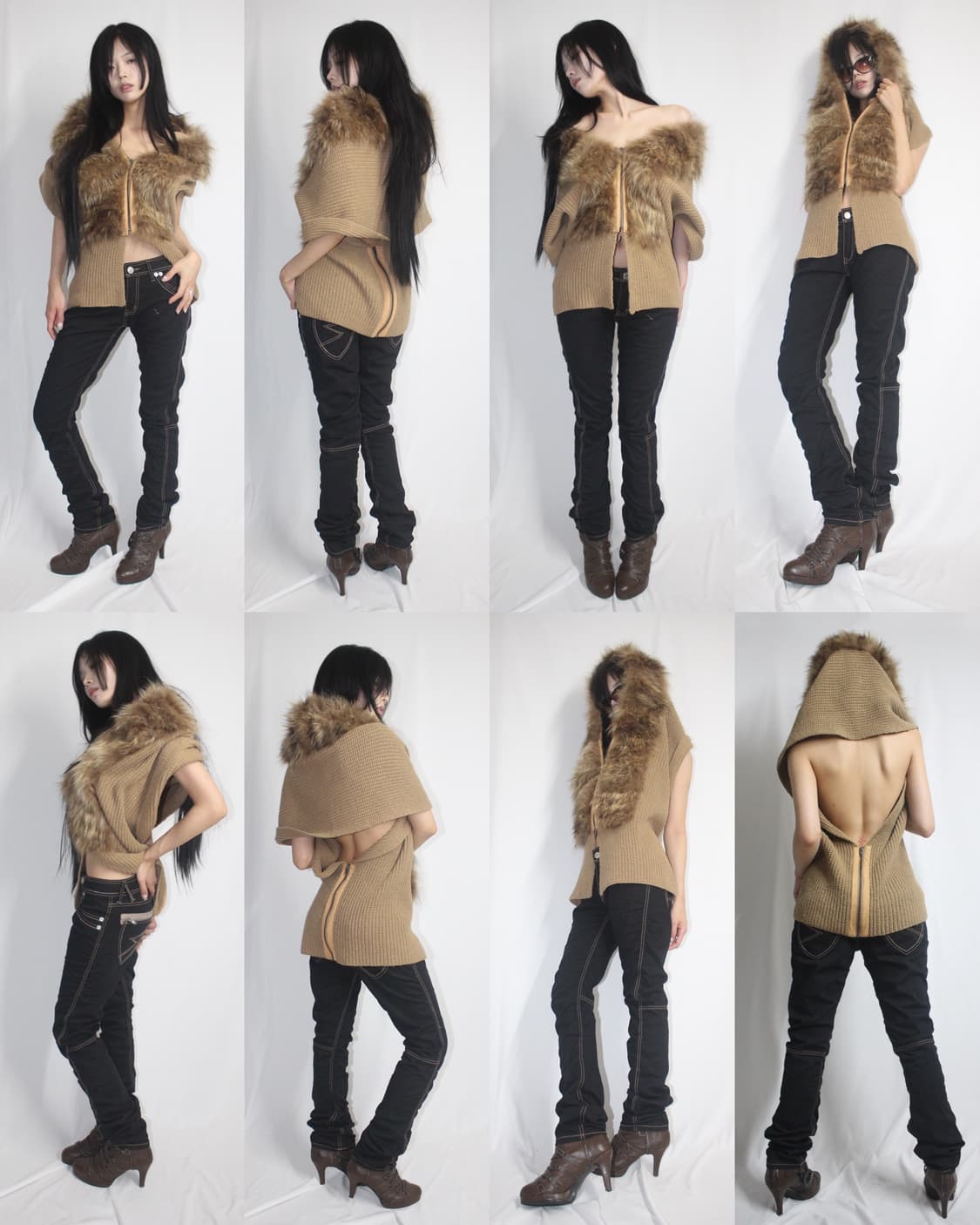 Yellow brown fur multi-way zip vest 상품이미지8
