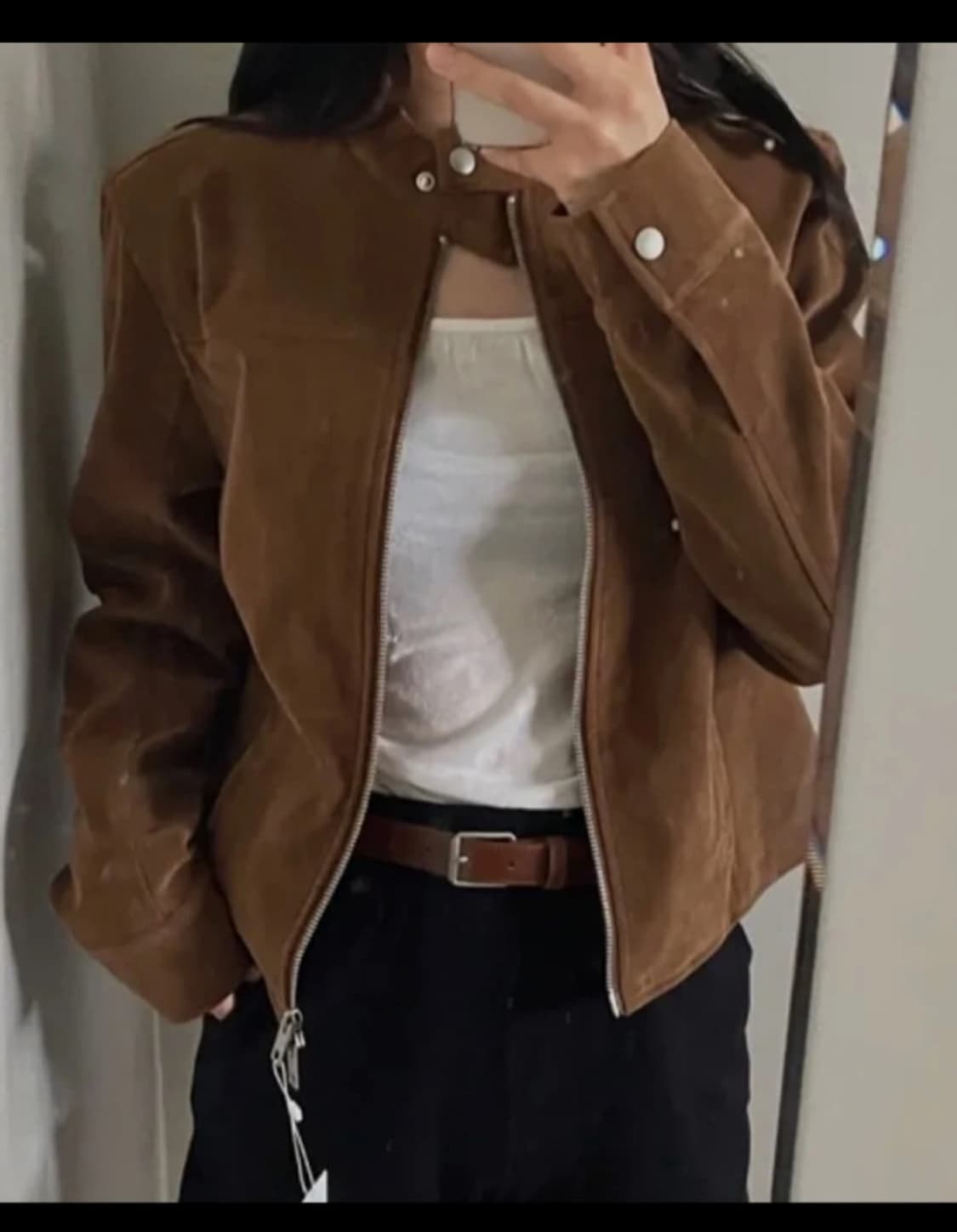 (착샷O)라퍼지포우먼 인시전 레이싱 스웨이드 자켓 상품이미지2