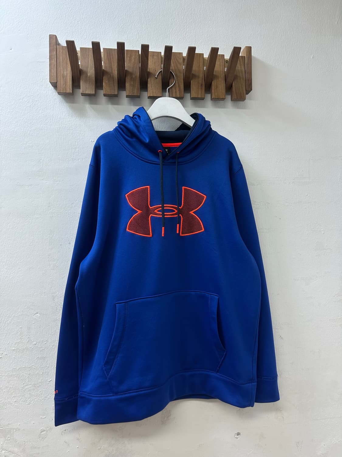일본빈티지 Under Armour 언더아머 블루 빅로고 후드티셔츠 상품이미지2