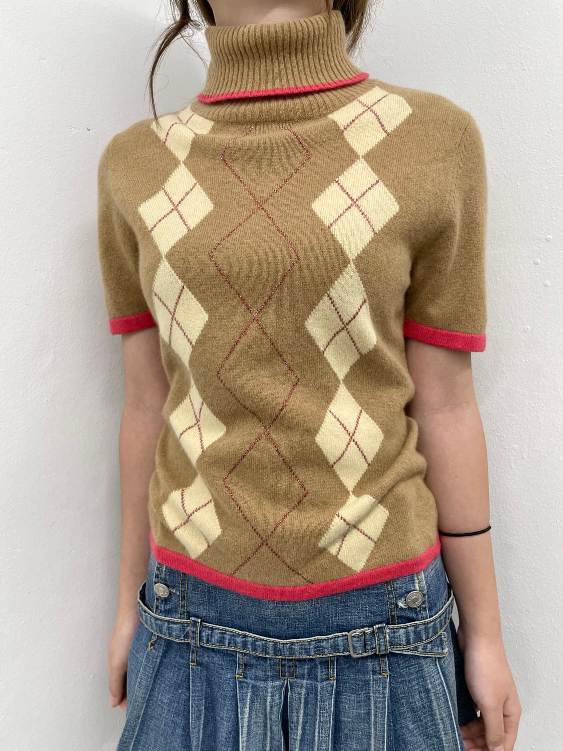 앙고라 프레피 아가일 하프 니트 상품이미지3