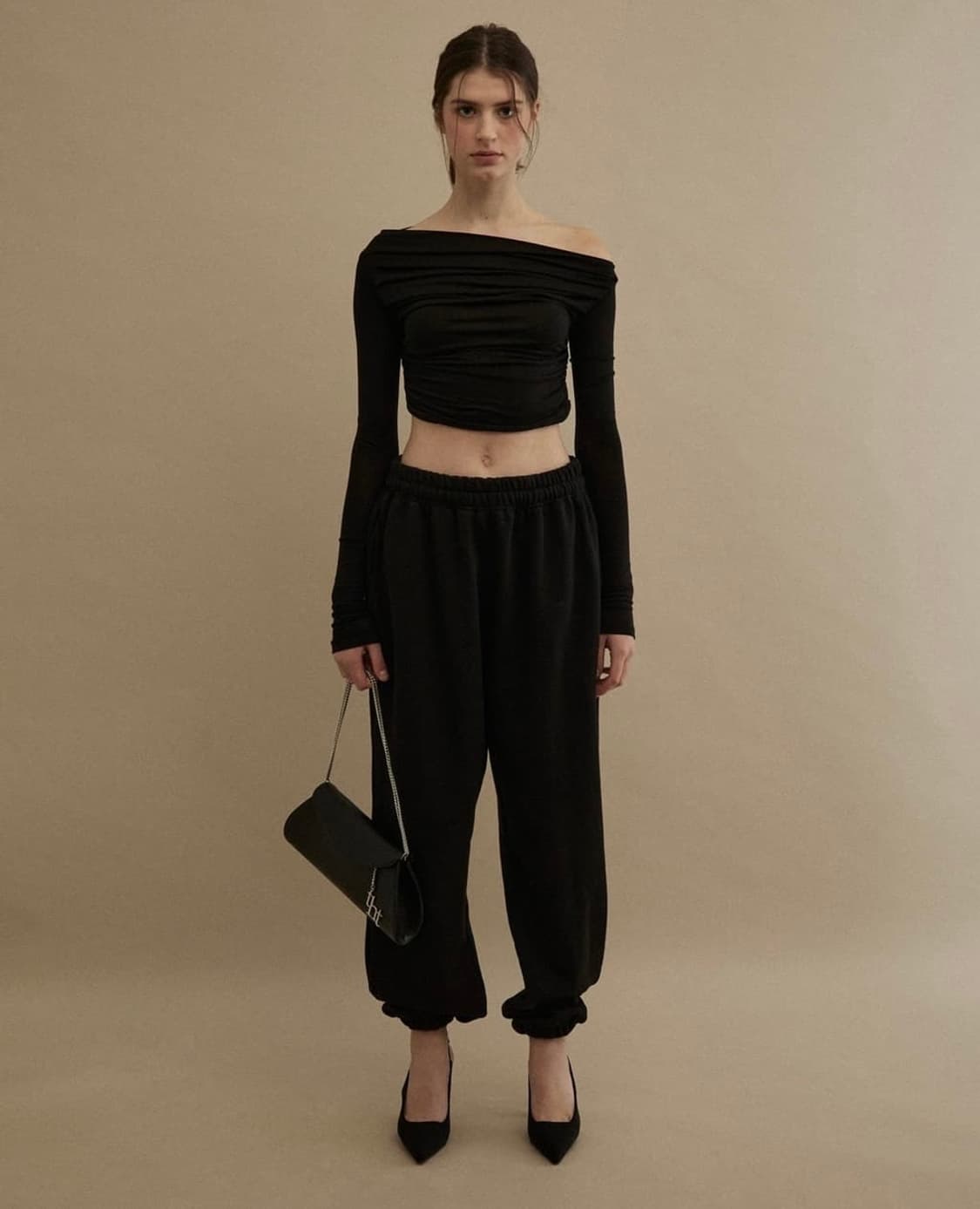 쓰리타임즈 백로고 스웻 조거팬츠 바지 블랙 S 상품이미지5