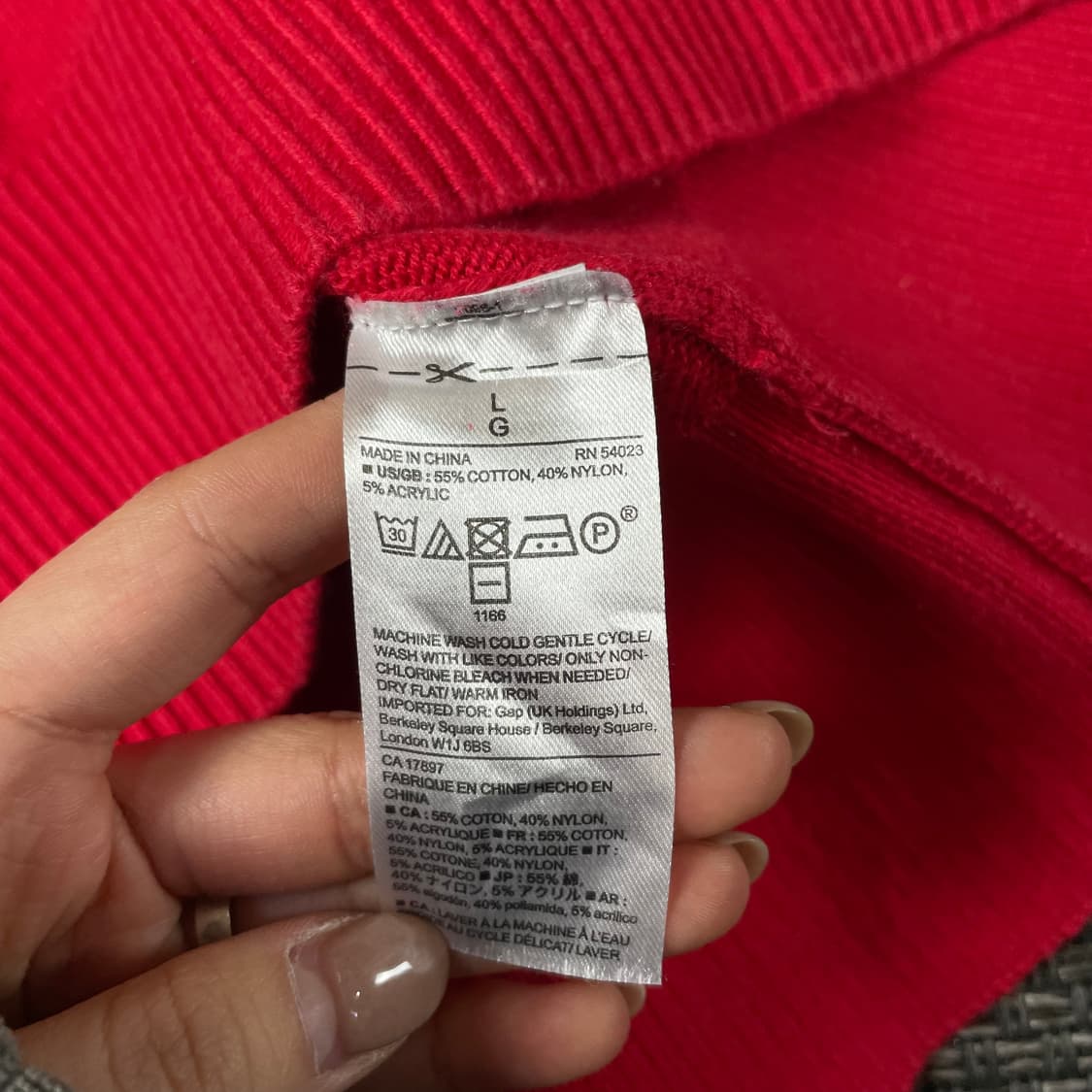  갭 레드 라운드넥 긴팔 니트 L 상품이미지6