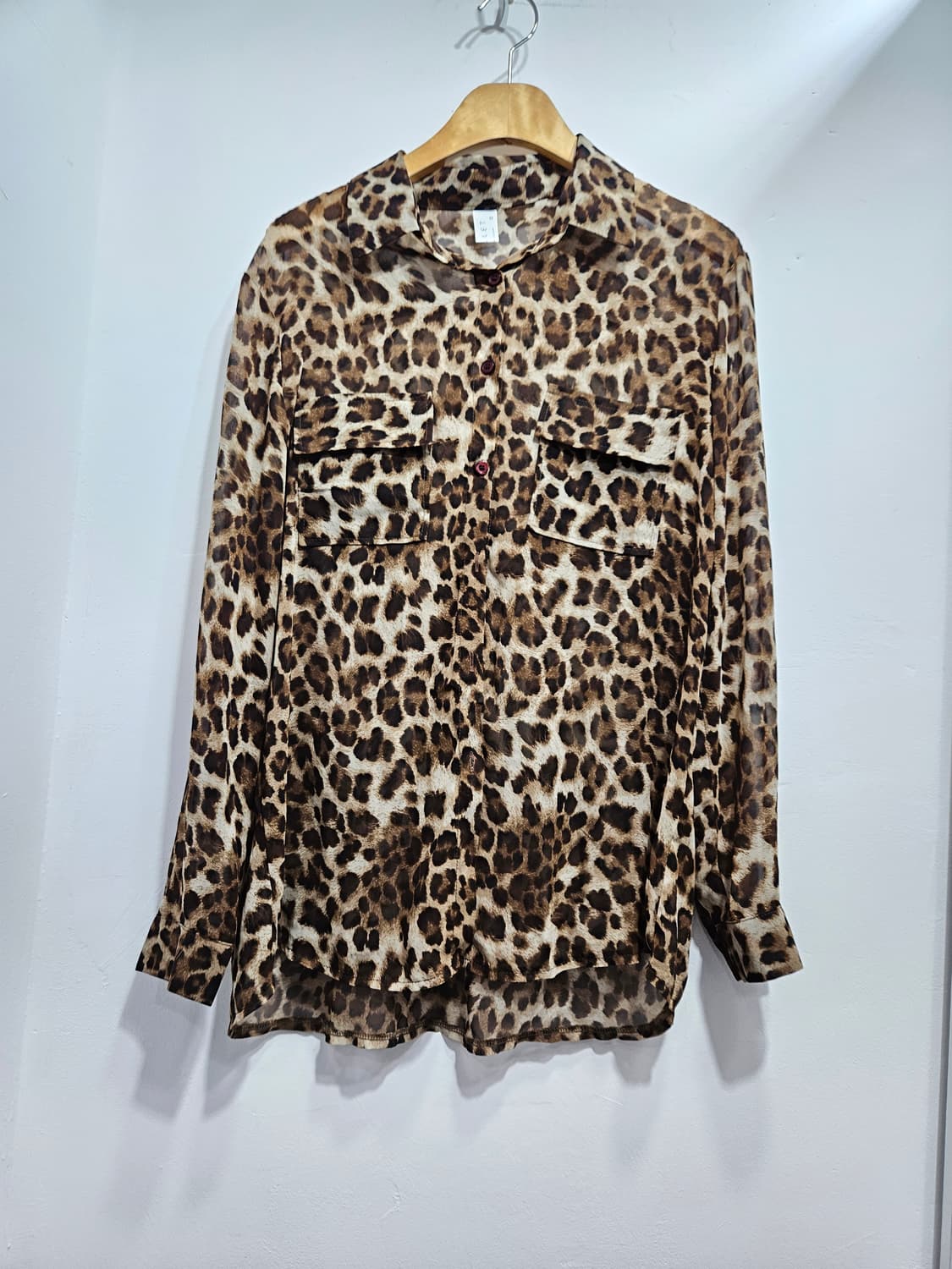레오파드 시스루 셔츠 블라우스  상품이미지1