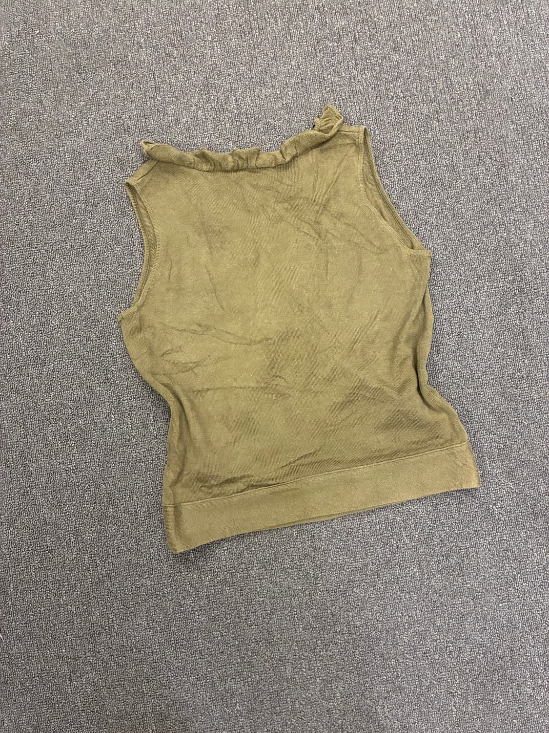 M)Japanese vintage 여성 프릴 디테일 카키 슬리브리스 상품이미지5