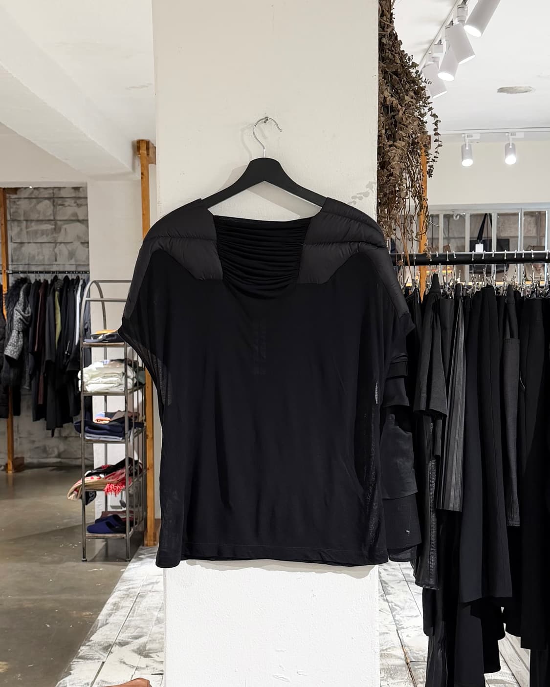 릭오웬스 블랙 fw21 겟세마네 숄더패딩 요크 하프 티셔츠 상품이미지6