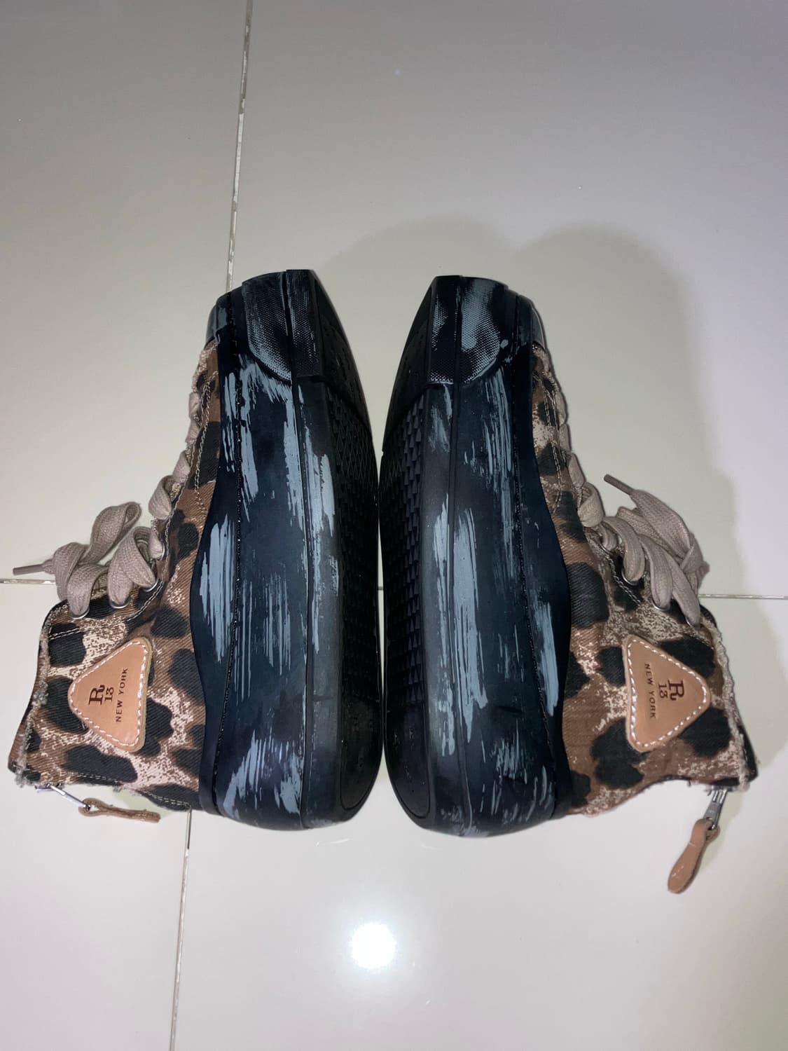 R13 브라운 블랙 커트 하이탑 스니커즈 240 상품이미지3