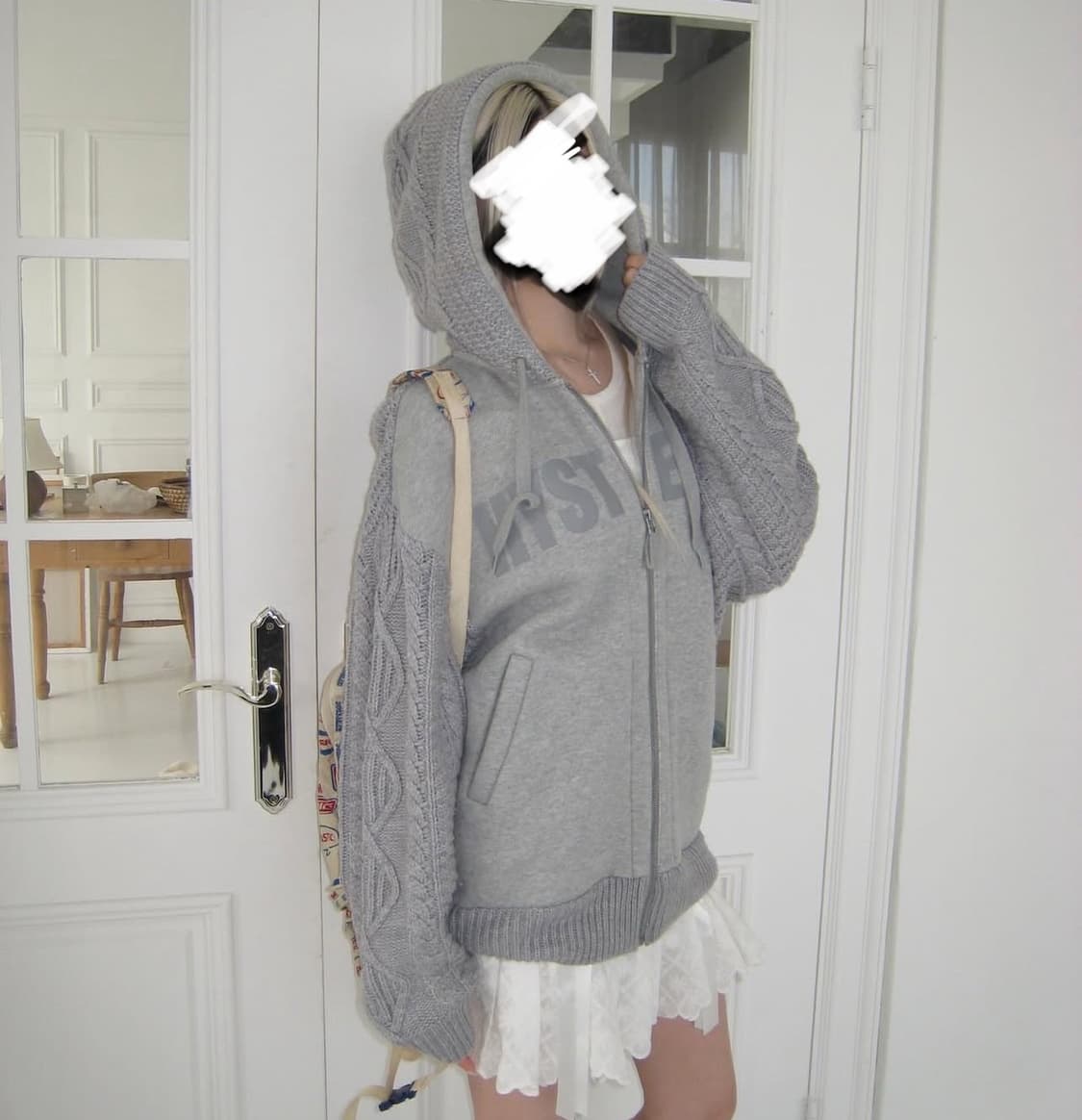 히스테릭글래머 그레이 니트 꽈배기 집업 상품이미지1