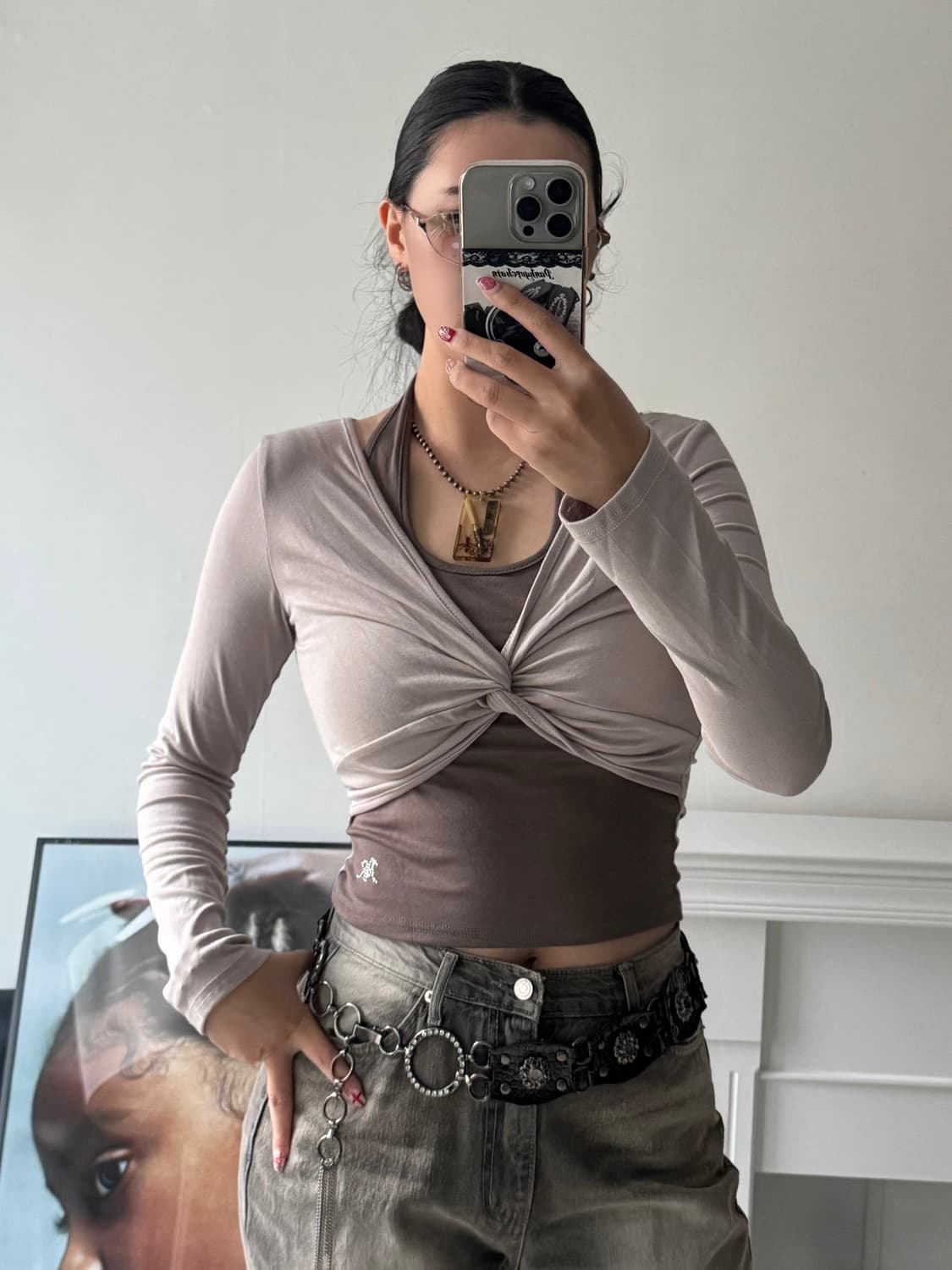 발레코어 홀터 트위스트 티셔츠 상품이미지4