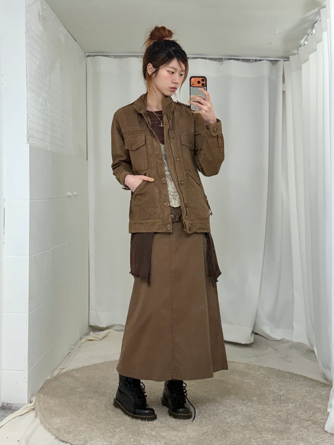 브라운 캐주얼 웨스턴 그런지 코디 세트 상품이미지1