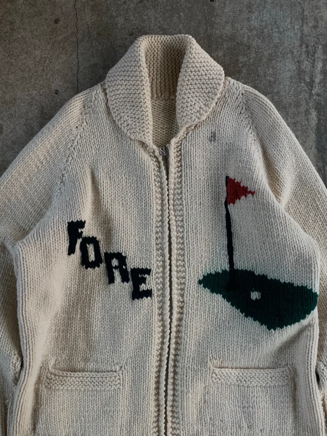 60s 핸드 니트 캐네디언 집업 스웨터 골프 상품이미지4