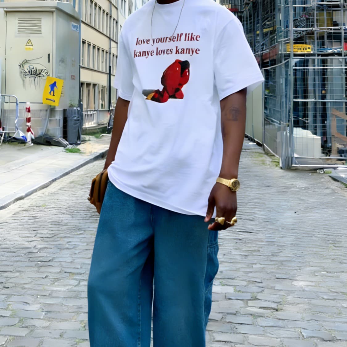 [새상품 L사이즈] 트렌디 커스텀 Kanye 문구 프린트 반팔 상품이미지2