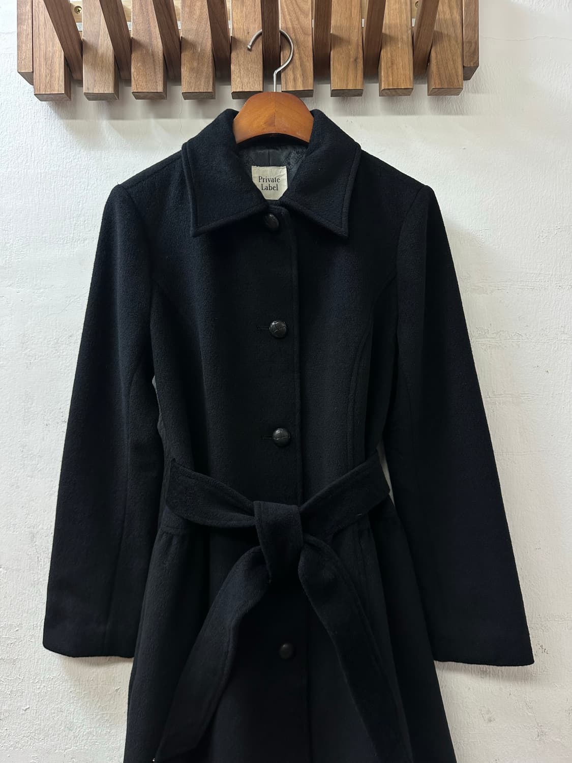 일본빈티지 Private Label 양모울 앙고라 플레어 블랙 코트  상품이미지2