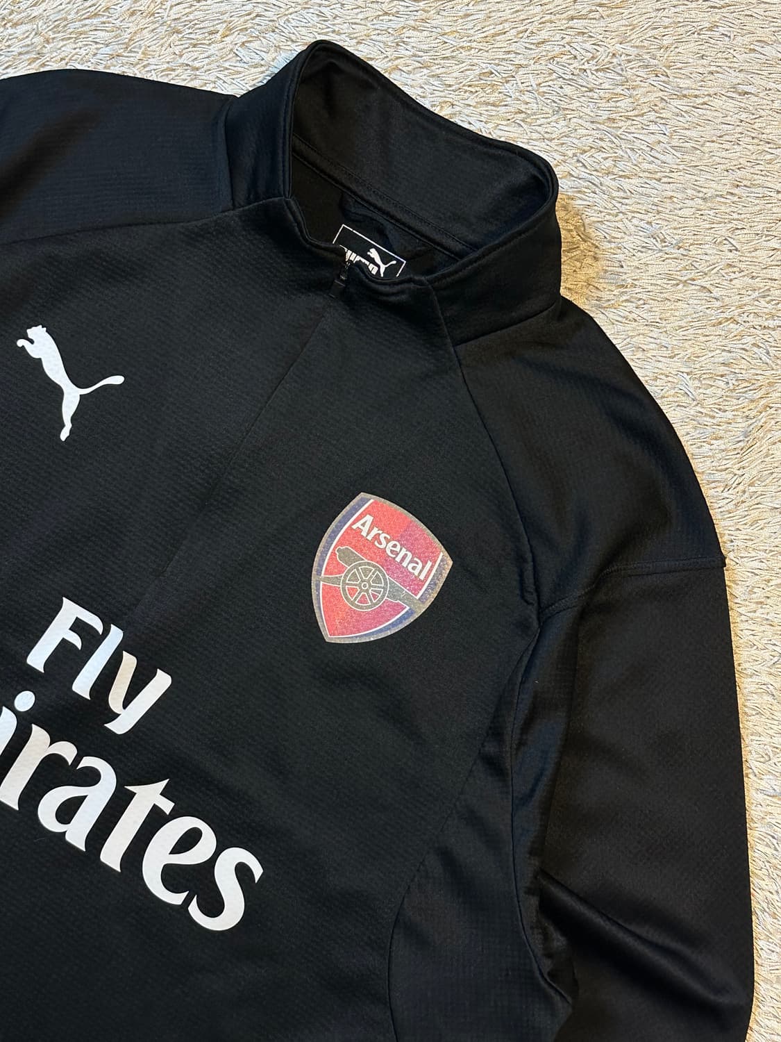 대장급) 푸마 아스날 하프 반집업 트랙탑 져지 올블랙 상품이미지2