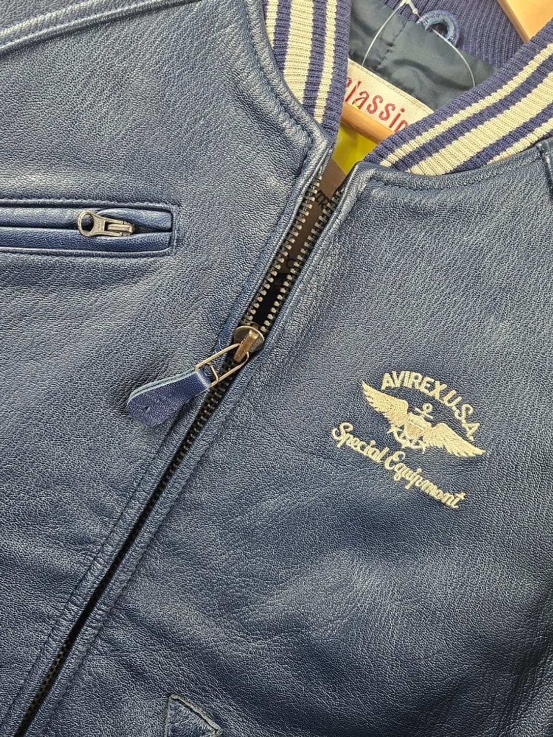 아비렉스 아이콘 네이비 가죽 블루종 자켓 ( M ) / 11063 상품이미지5