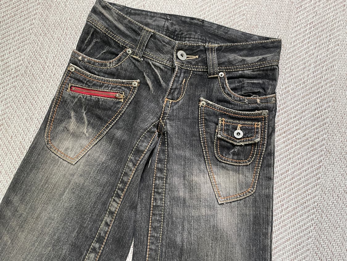 빈티지 로우라이즈 스티치 포켓 디테일 와이드 데님 팬츠 J04087 상품이미지5