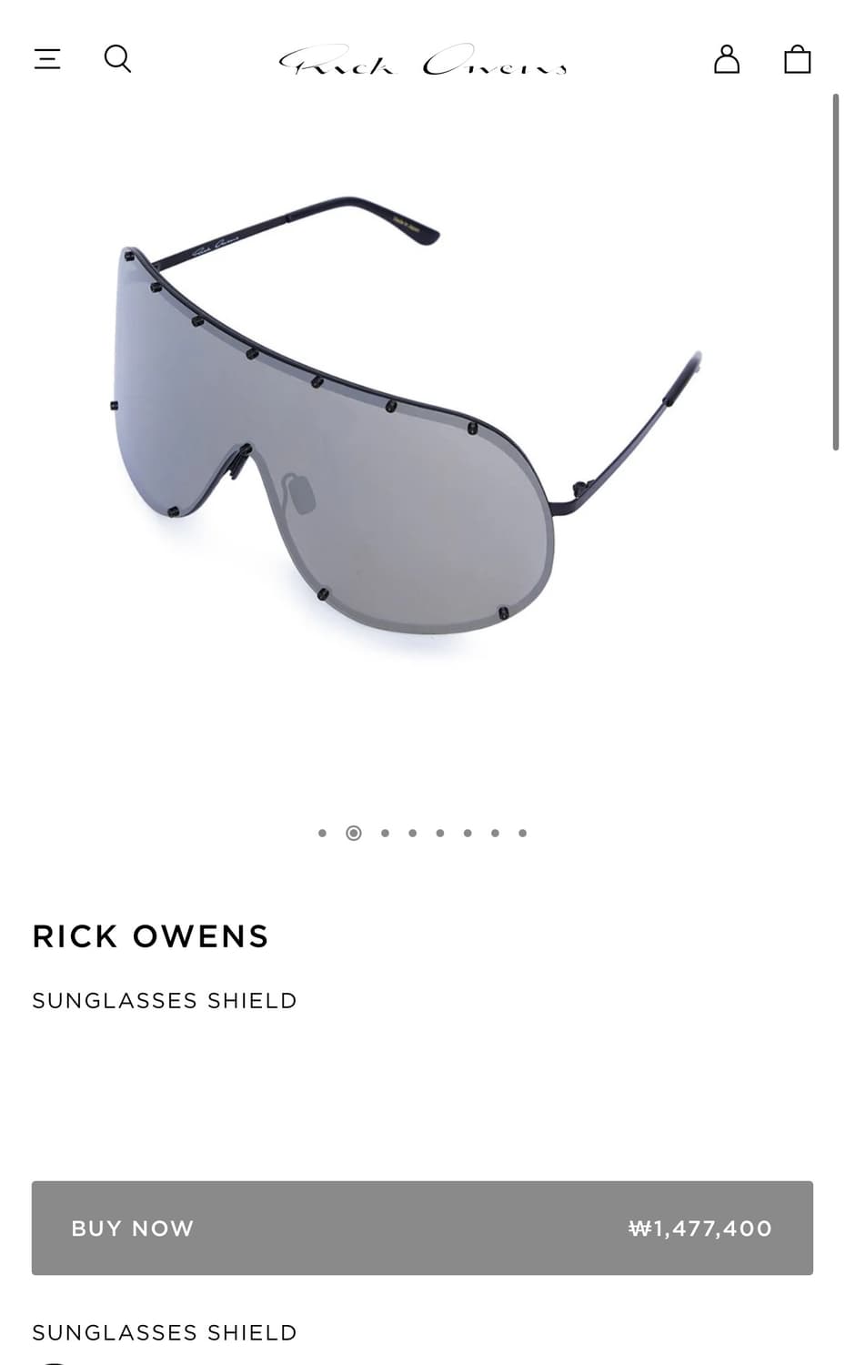 [새상품] 릭오웬스 오버사이즈 쉴드 선글라스 상품이미지3