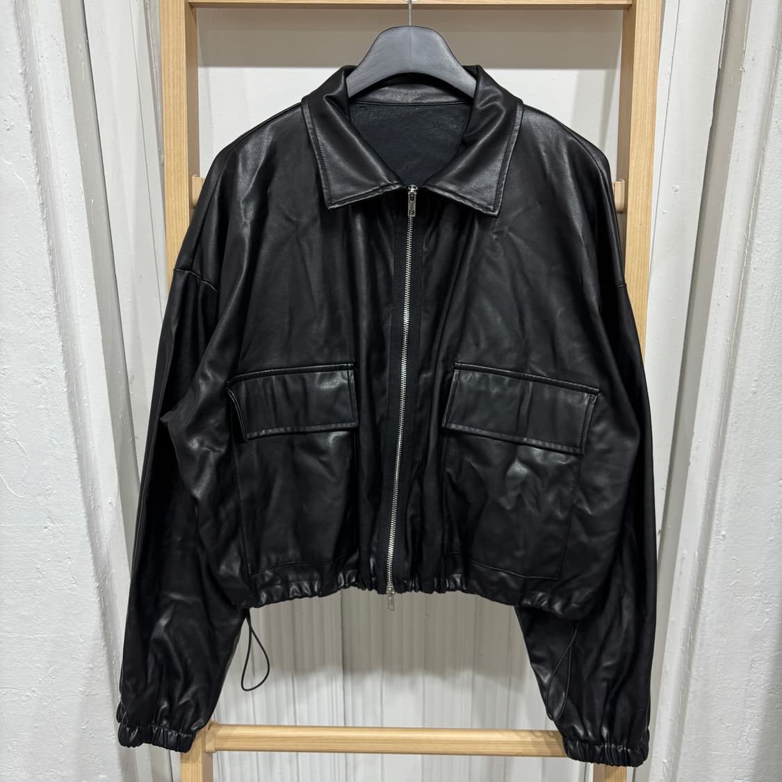 크롭 레더 가죽자켓 상품이미지1