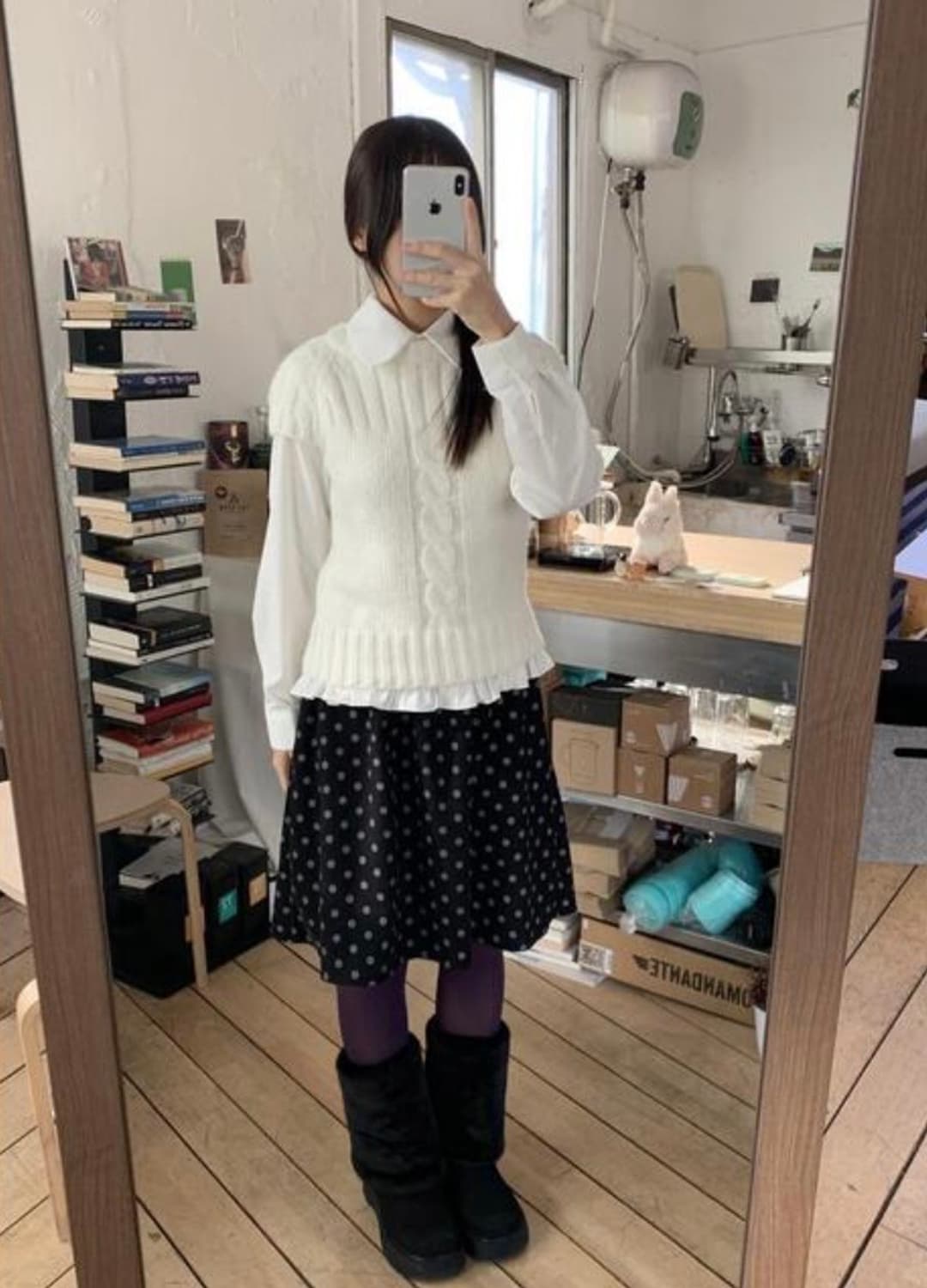 러브앤드팝 앤너플 반팔니트 아이보리 상품이미지1