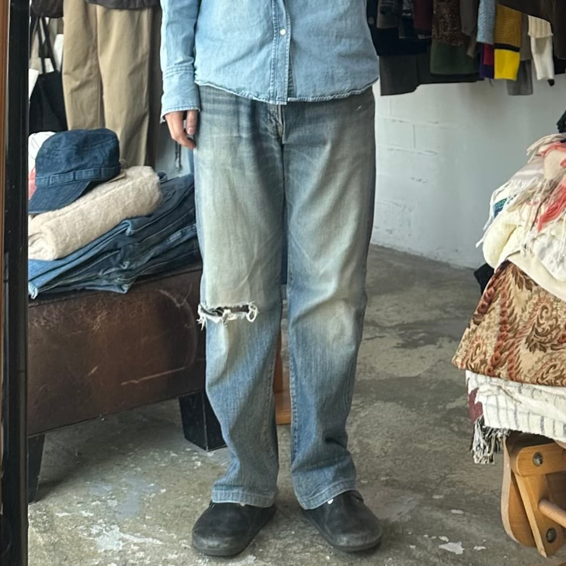 (착용컷) EDWIN 505ZX 셀비지 진 (남성용 31.5) 상품이미지3