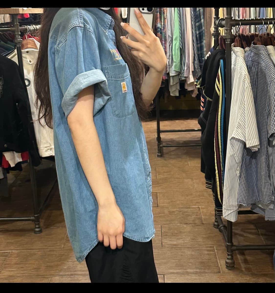 칼하트 데님 반팔 셔츠 상품이미지4