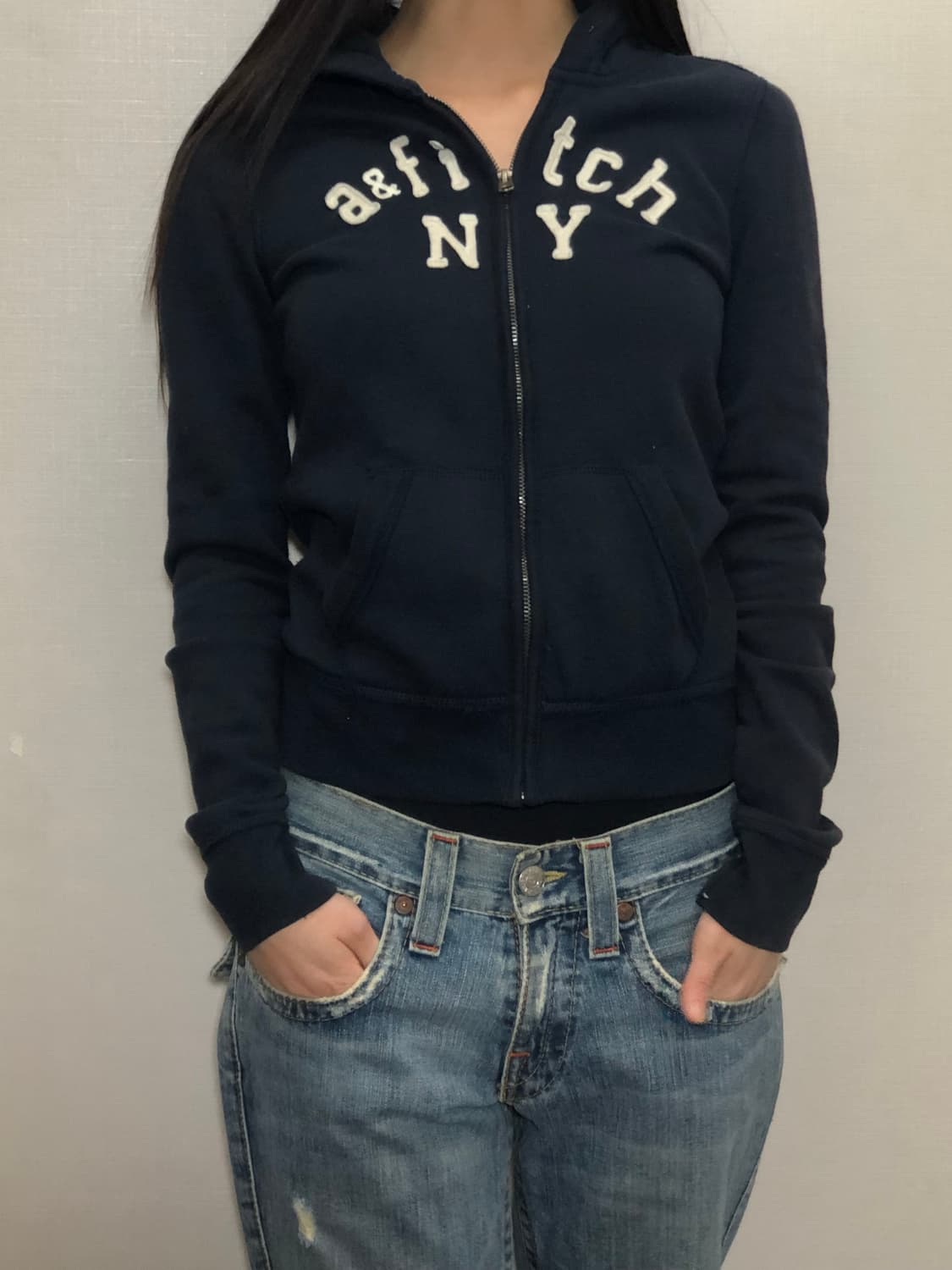 빈티지 아베크롬비 네이비 후드집업 상품이미지2