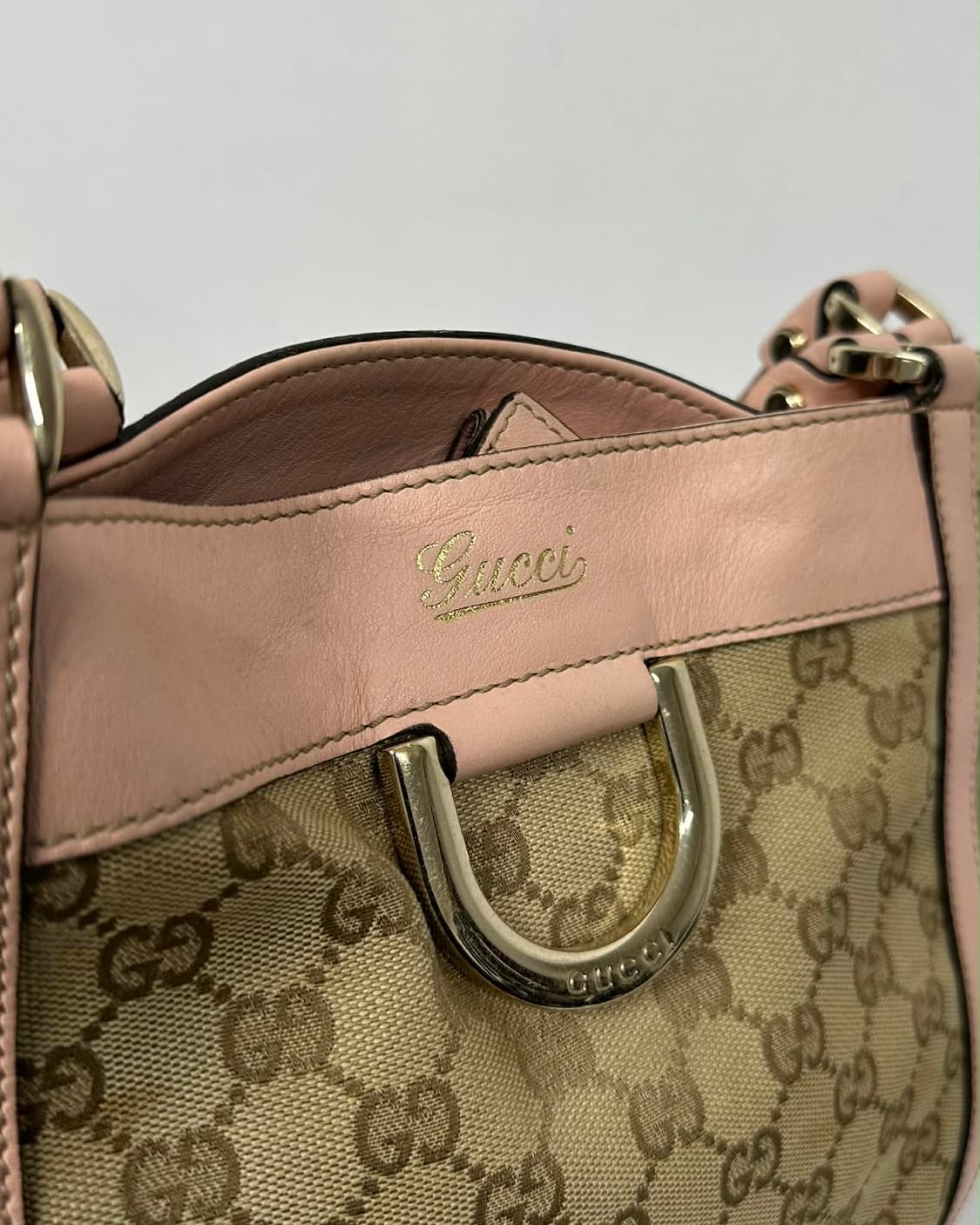 구찌 GG 캔버스 핑크 D링 버킷 쇼퍼 토트백 상품이미지6