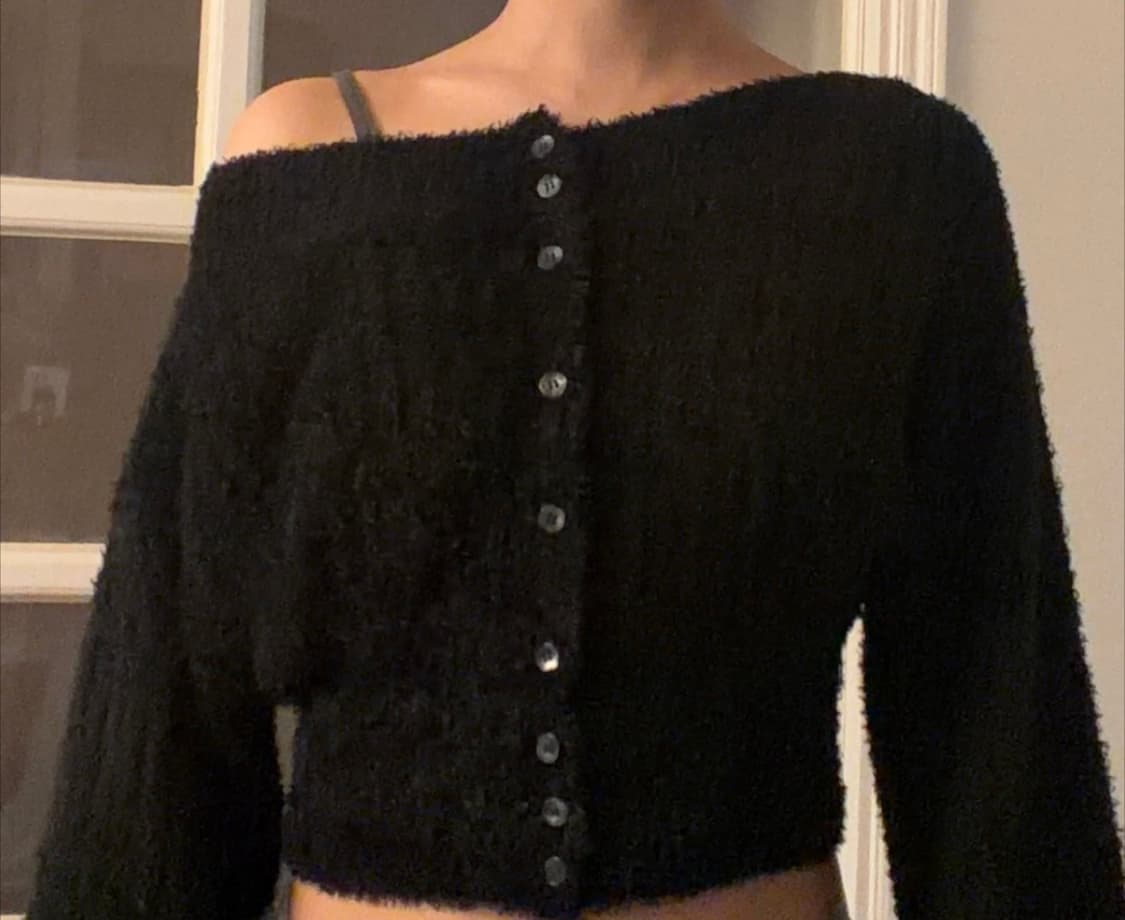 sinoon 퍼 오프숄더 가디건 상품이미지1