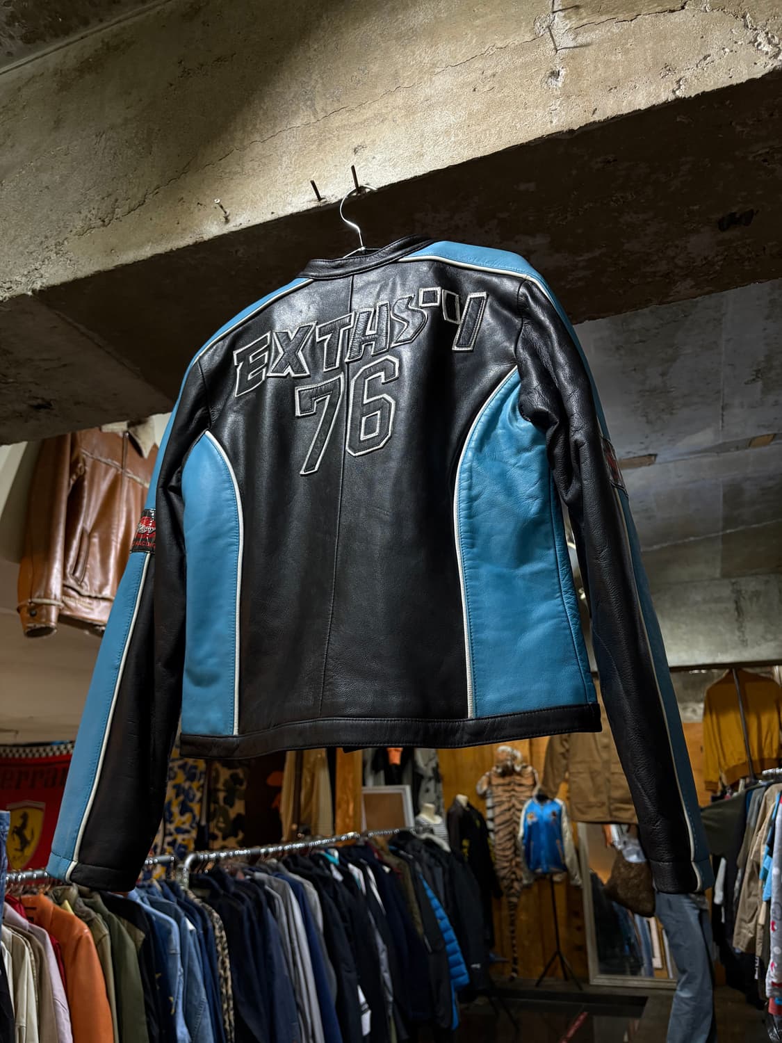 extasy 퍄치 포인트 레더 레이싱자켓 상품이미지3