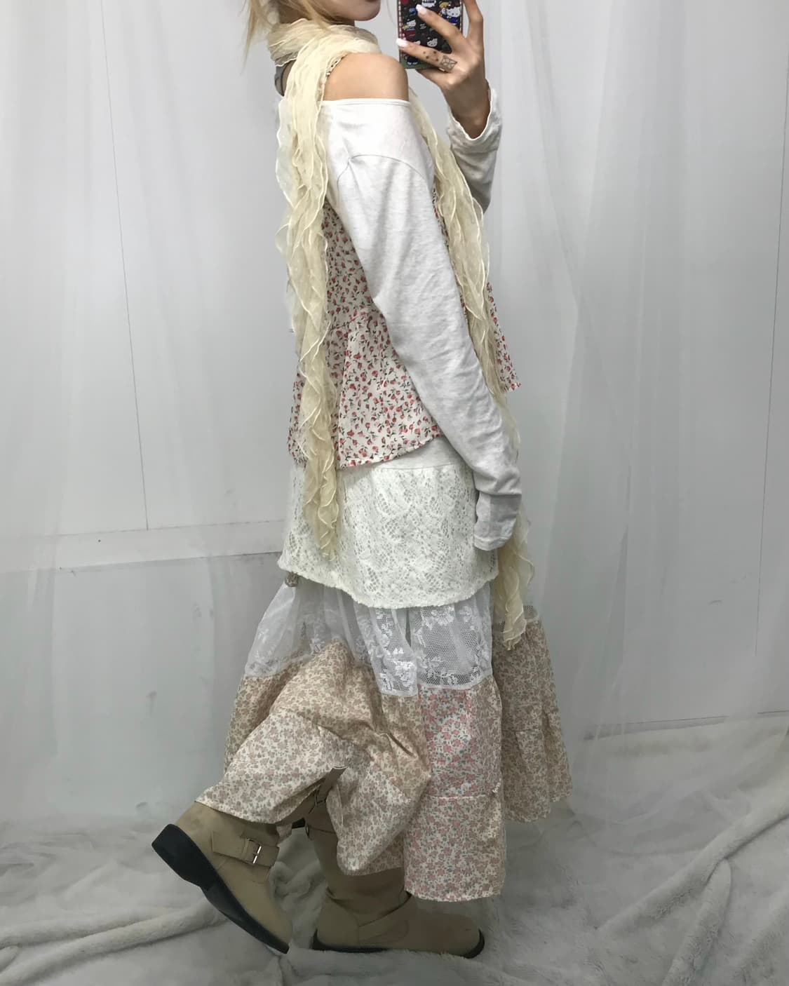 𝜗𝜚크림 잔꽃 레이스 하구미 코디 set 𝜗𝜚 상품이미지3