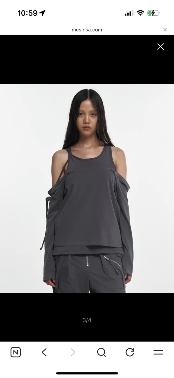 나체 LAYERED TIE LONG SLEEVE WHITE 상품이미지2