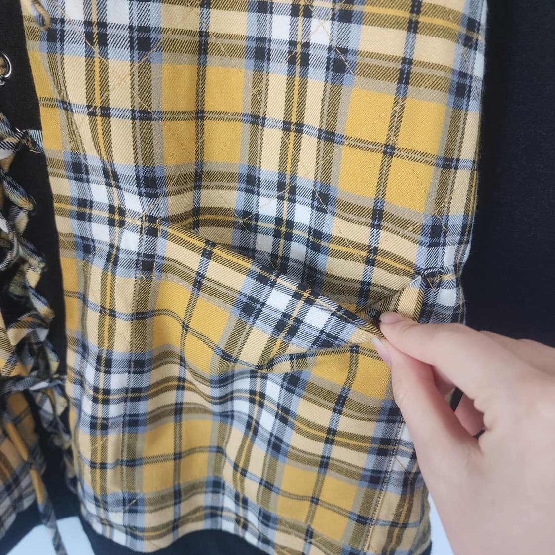 마쥬 리버시블 체크 레이스업 자켓 상품이미지4