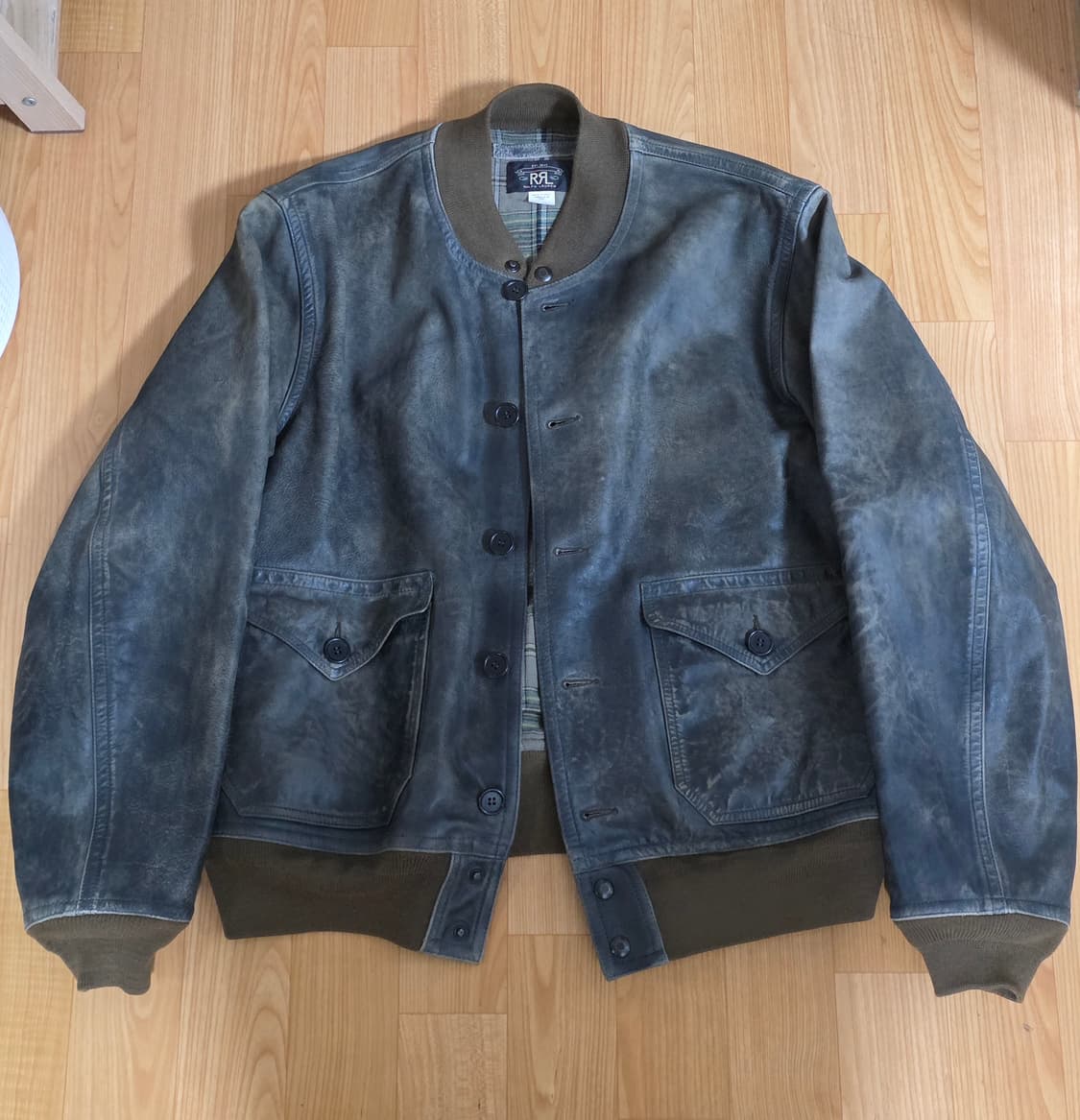더블알엘 인디고 레더 보머 재킷 라지사이즈 상품이미지3