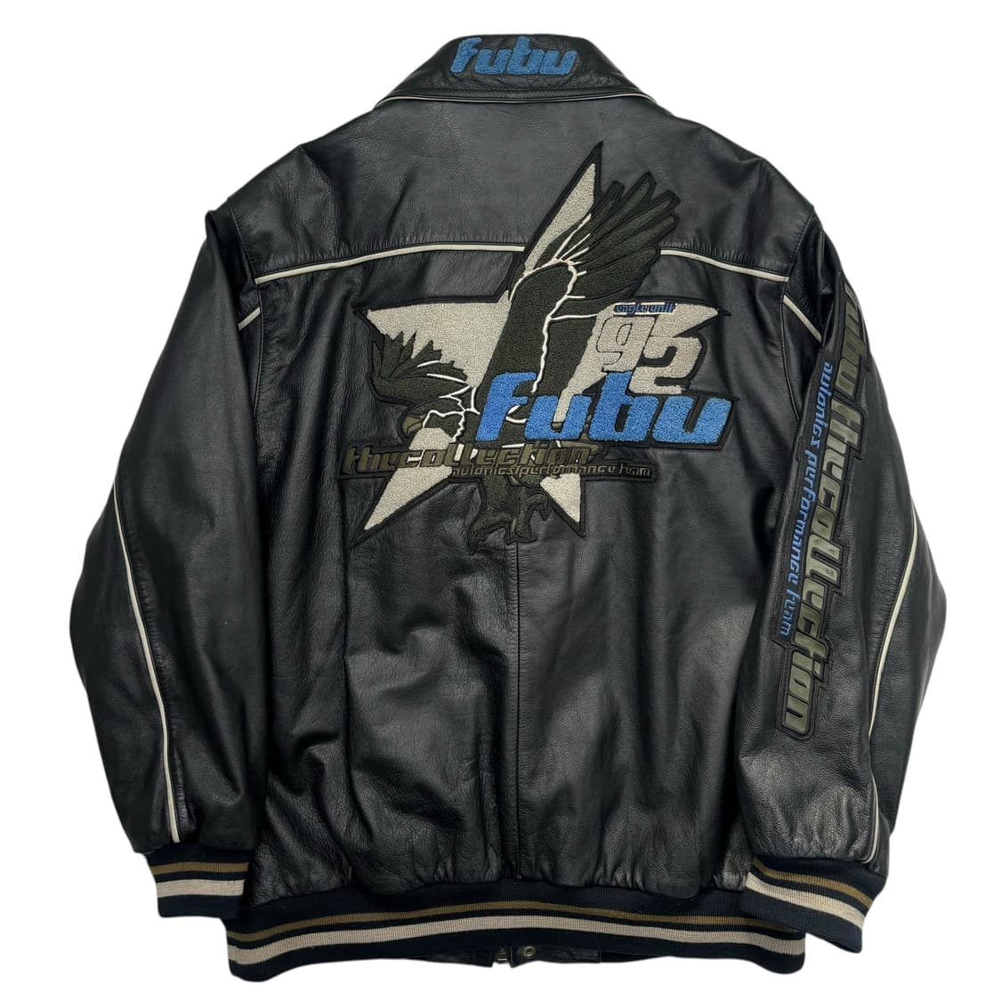 90s FUBU 올드스쿨 이글 패치 리얼 레더 자켓 XL  상품이미지1