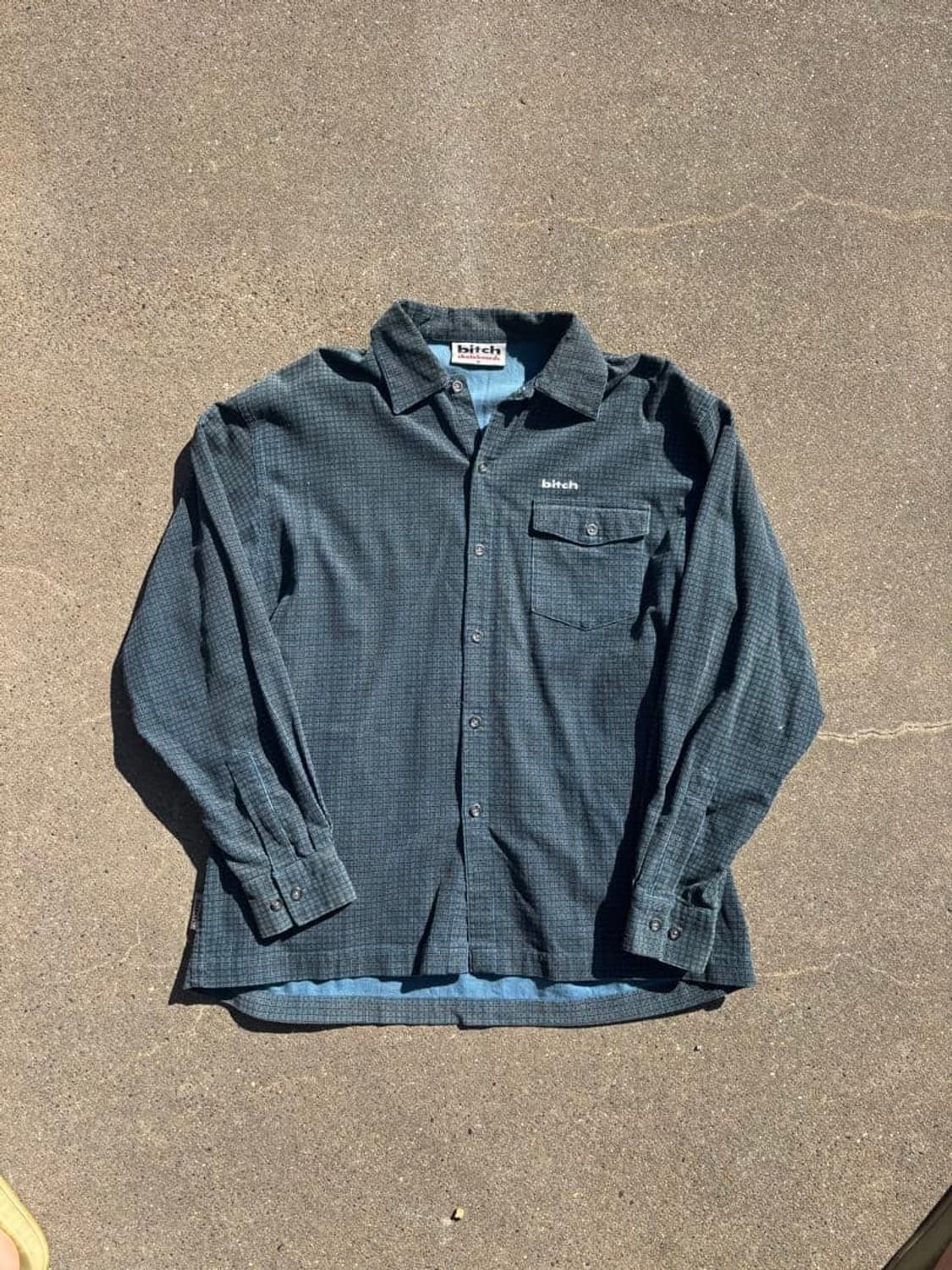 90s 비치 스케이트보드 로고 자수 플란넬 체크 셔츠 상품이미지1