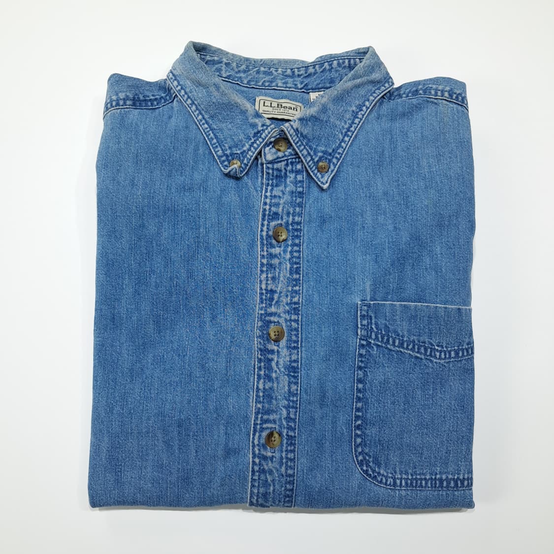 CL453 XL 엘엘빈 90s 코튼 버튼다운 인디고 데님셔츠 남방 상품이미지6