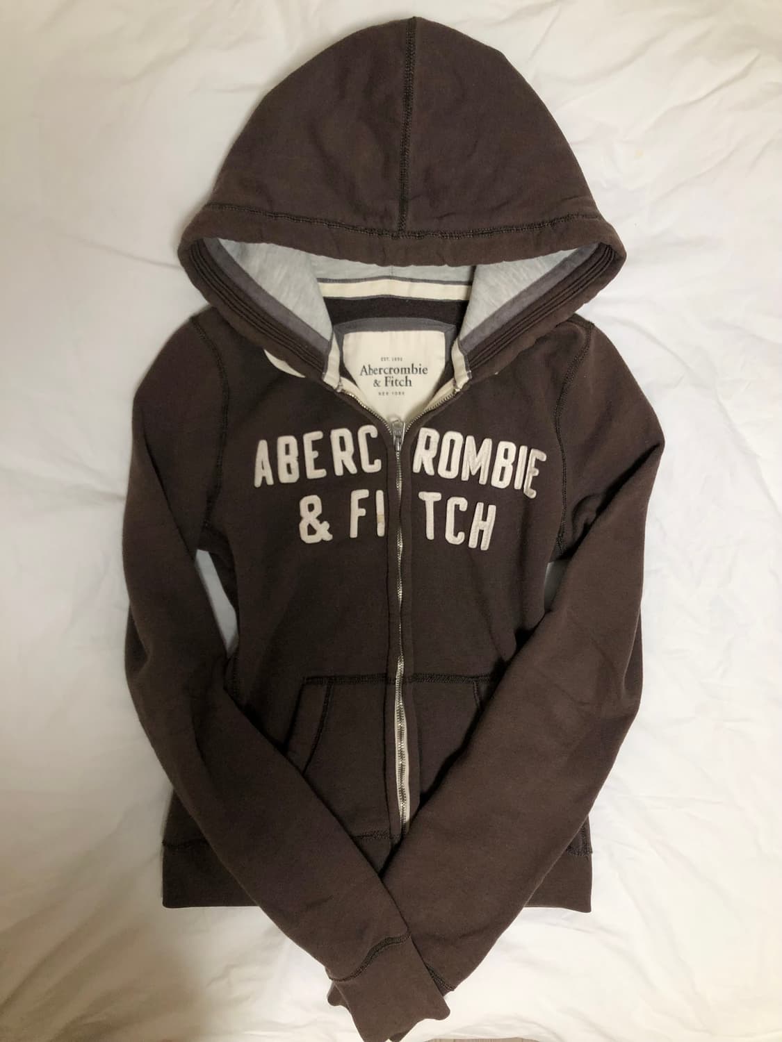 아베크롬비 y2k 딱붙핏 슬림 브라운 후드집업 후집 상품이미지1