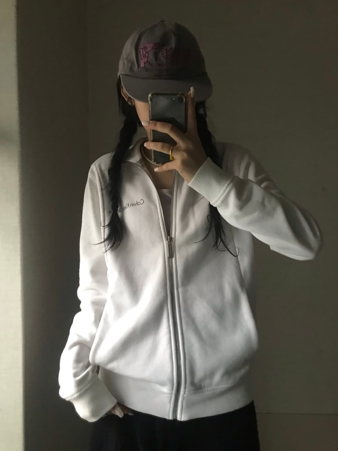 켈빈클라인 화이트 면집업 상품이미지1