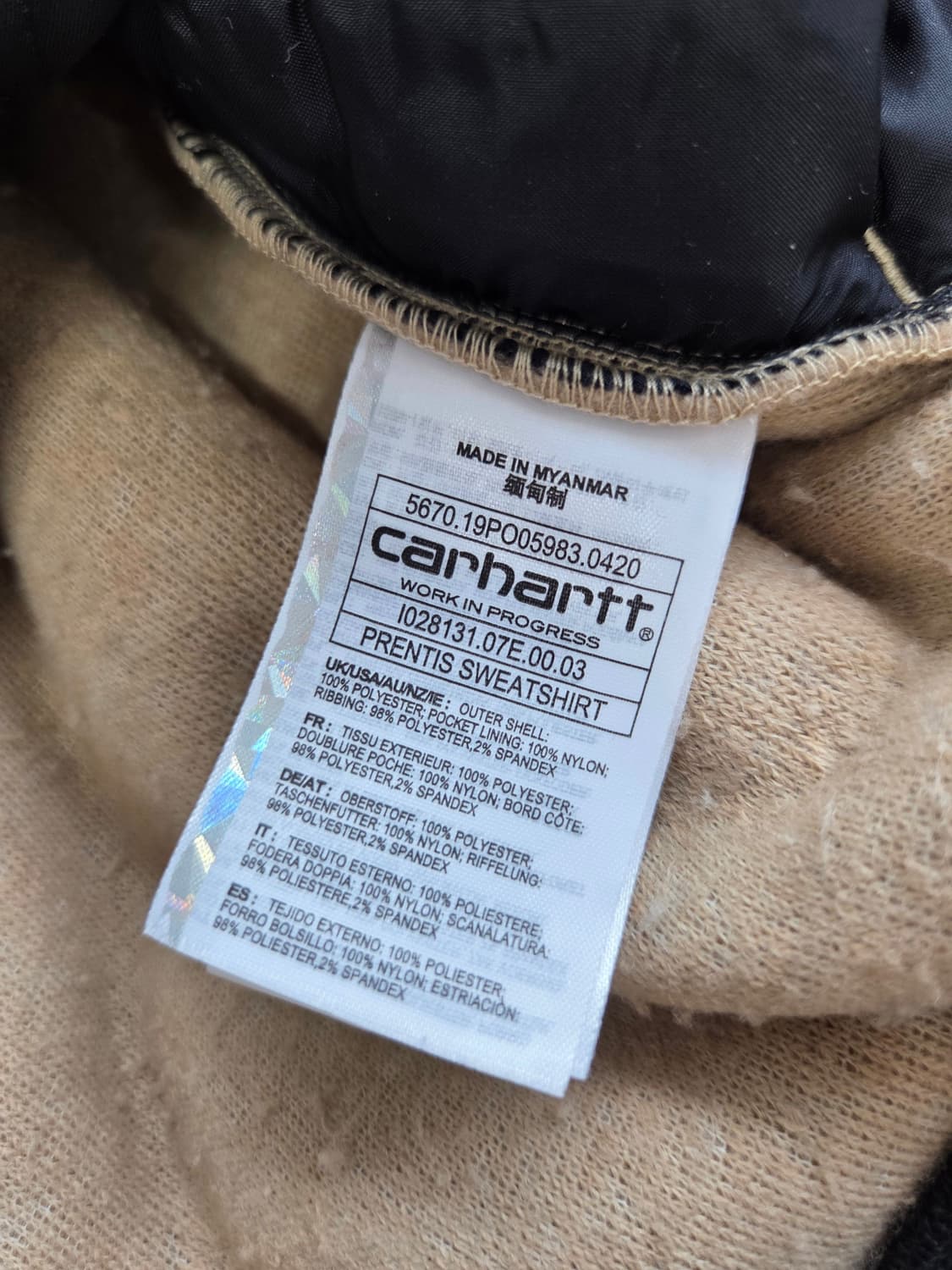 칼하트 WIP 프렌티스 라이너 플리스 맨투맨 베이지 L 상품이미지6