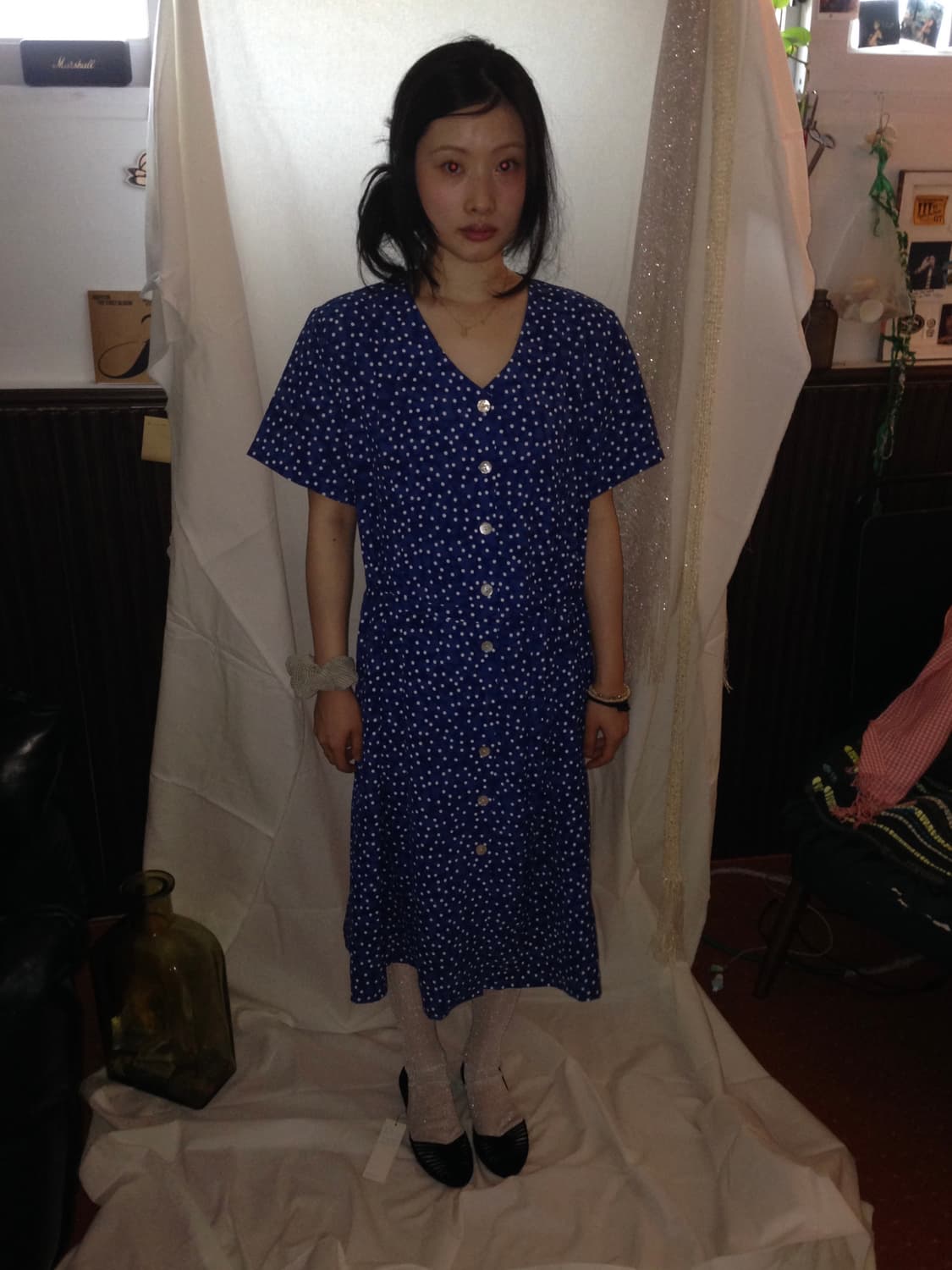 도트 블루 원피스 상품이미지1